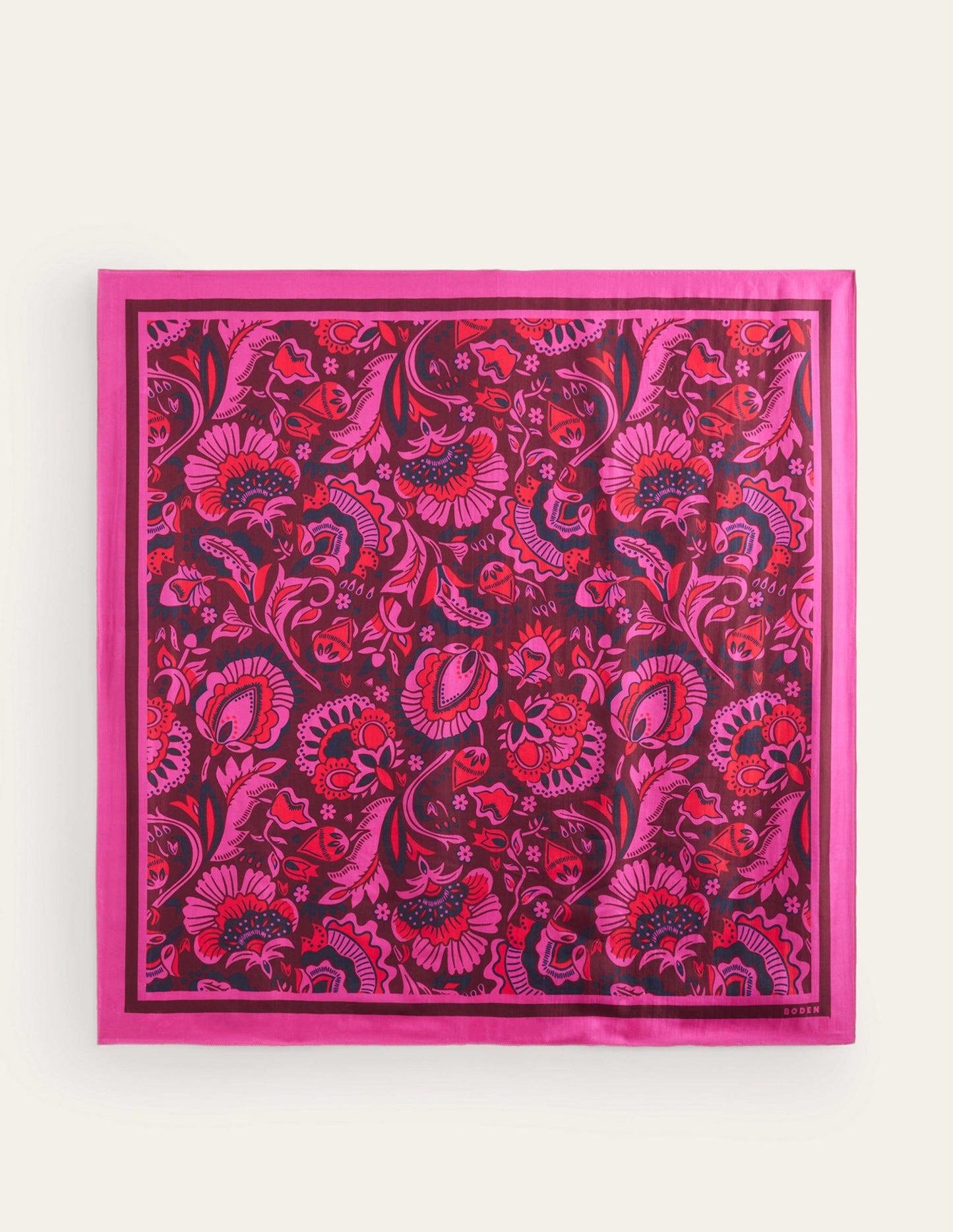 Großer, quadratischer Seidenschal-Burgunderrot, Blumenladen