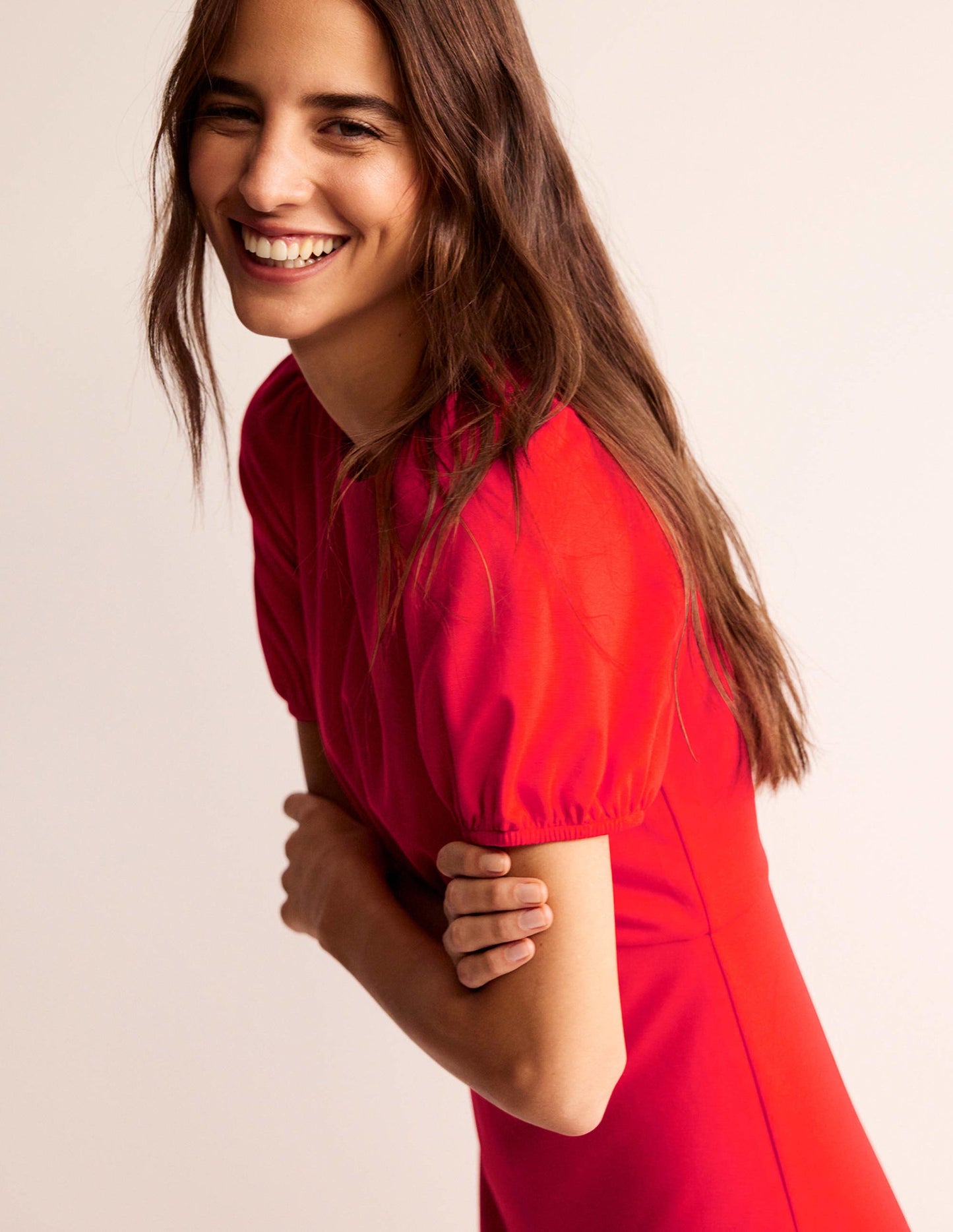Robe midi Nancy en jersey-Rouge coquelicot