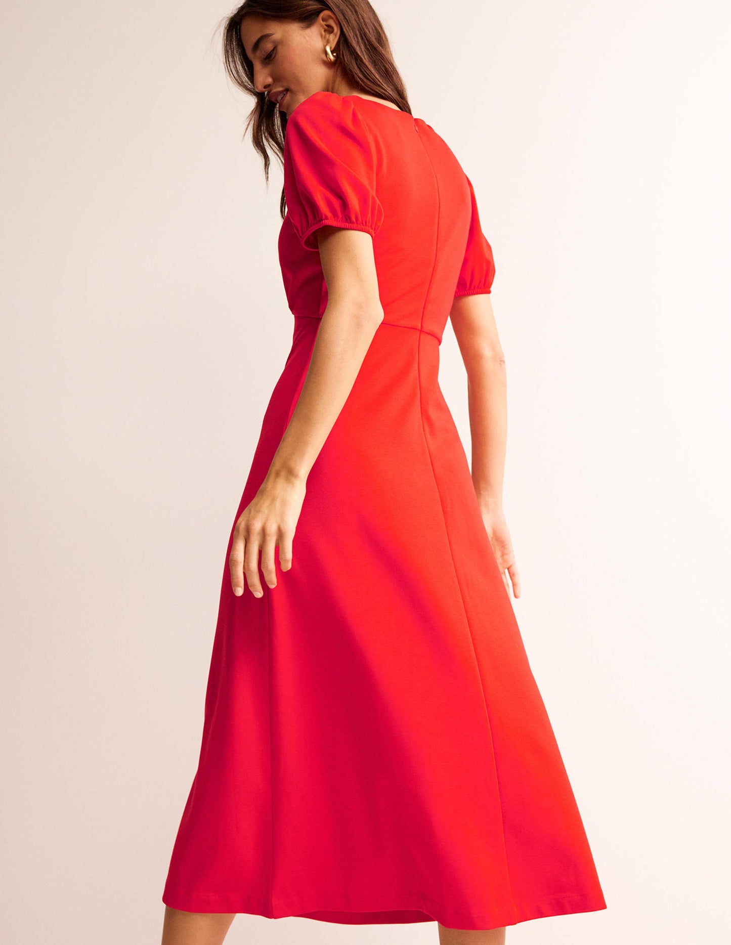 Robe midi Nancy en jersey-Rouge coquelicot