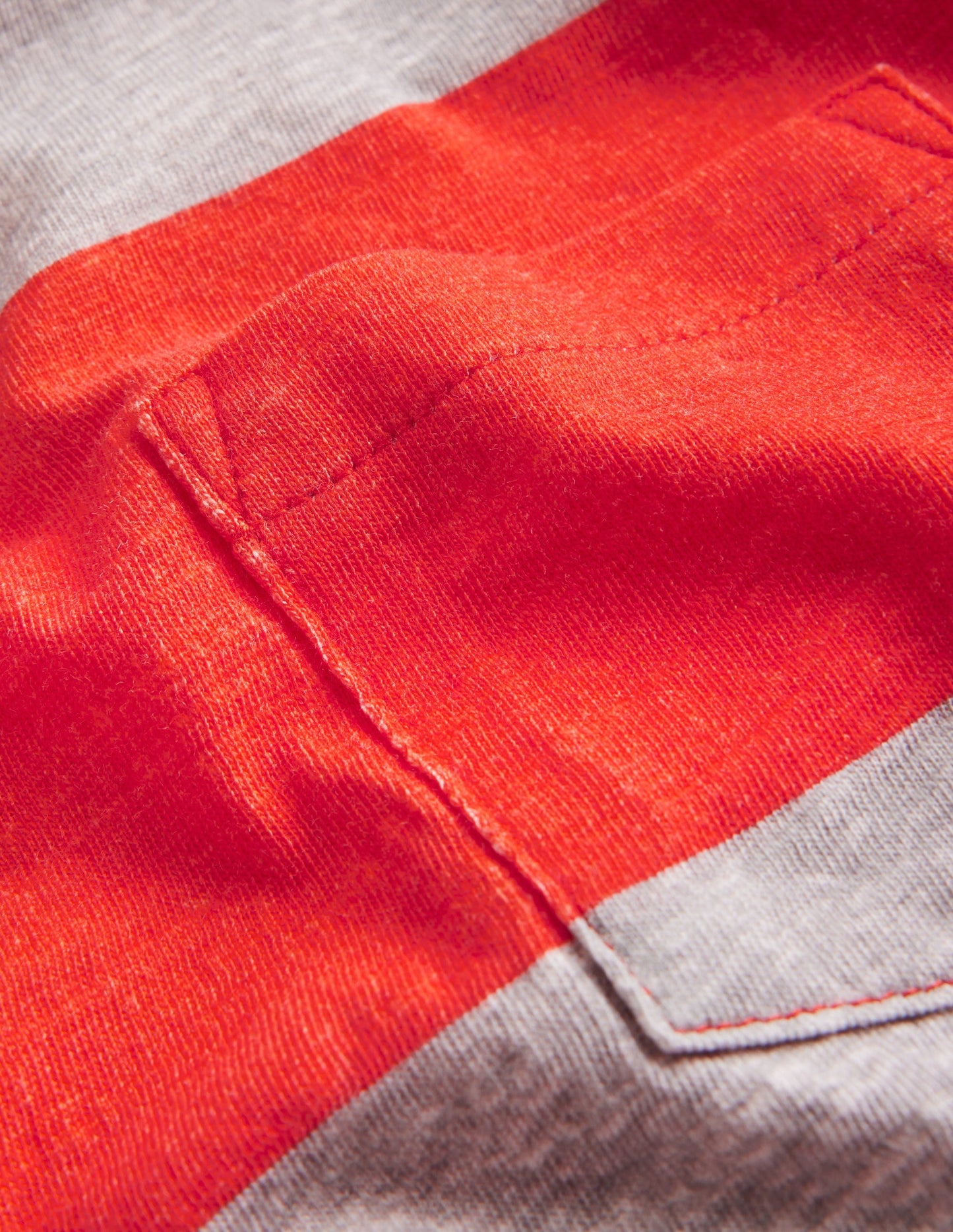 T-shirt pour tous les jours à manches longues-Gris chiné/rouge pétard