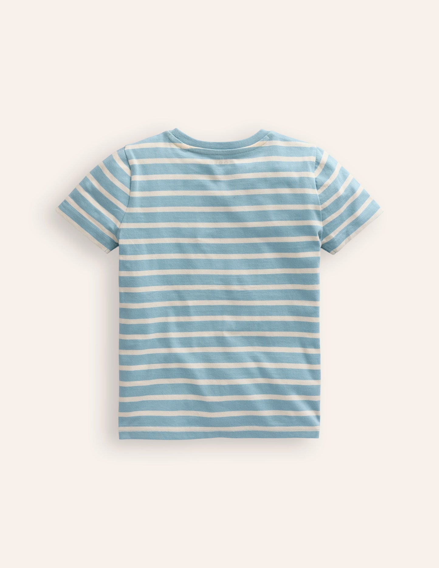 Appliqué Pirate Ship T-shirt-Vintage Blue/ Ivory Stripe