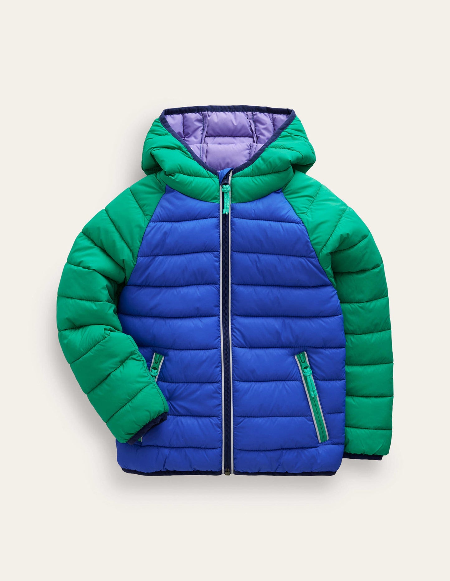 Doudoune repliable-Bleu héron/vert jade