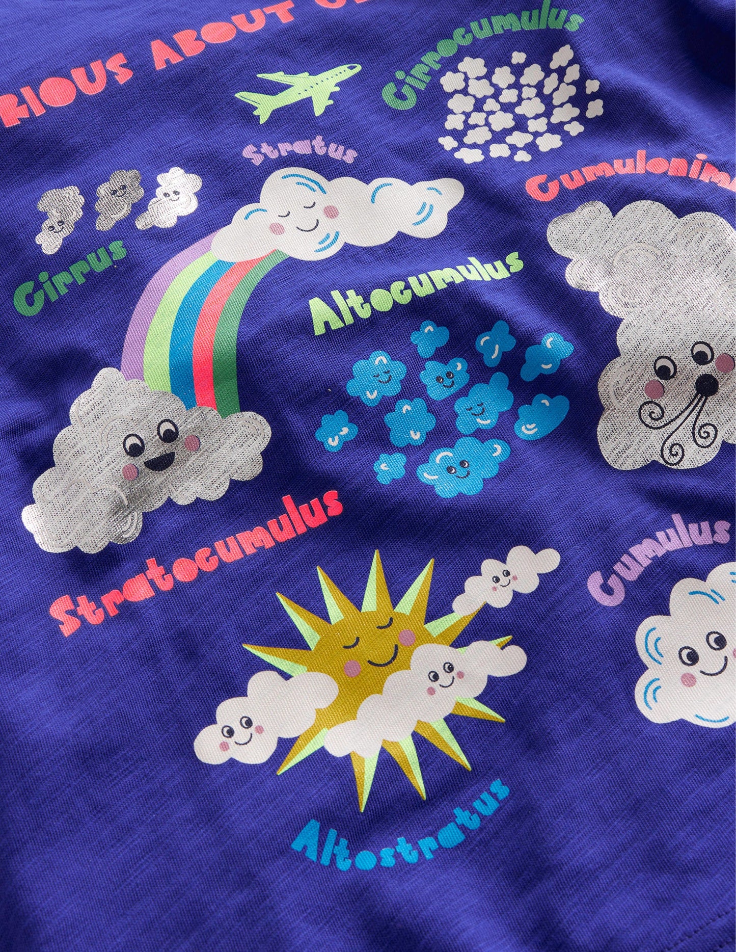 T-shirt à imprimé éducatif-Nuages bleu héron