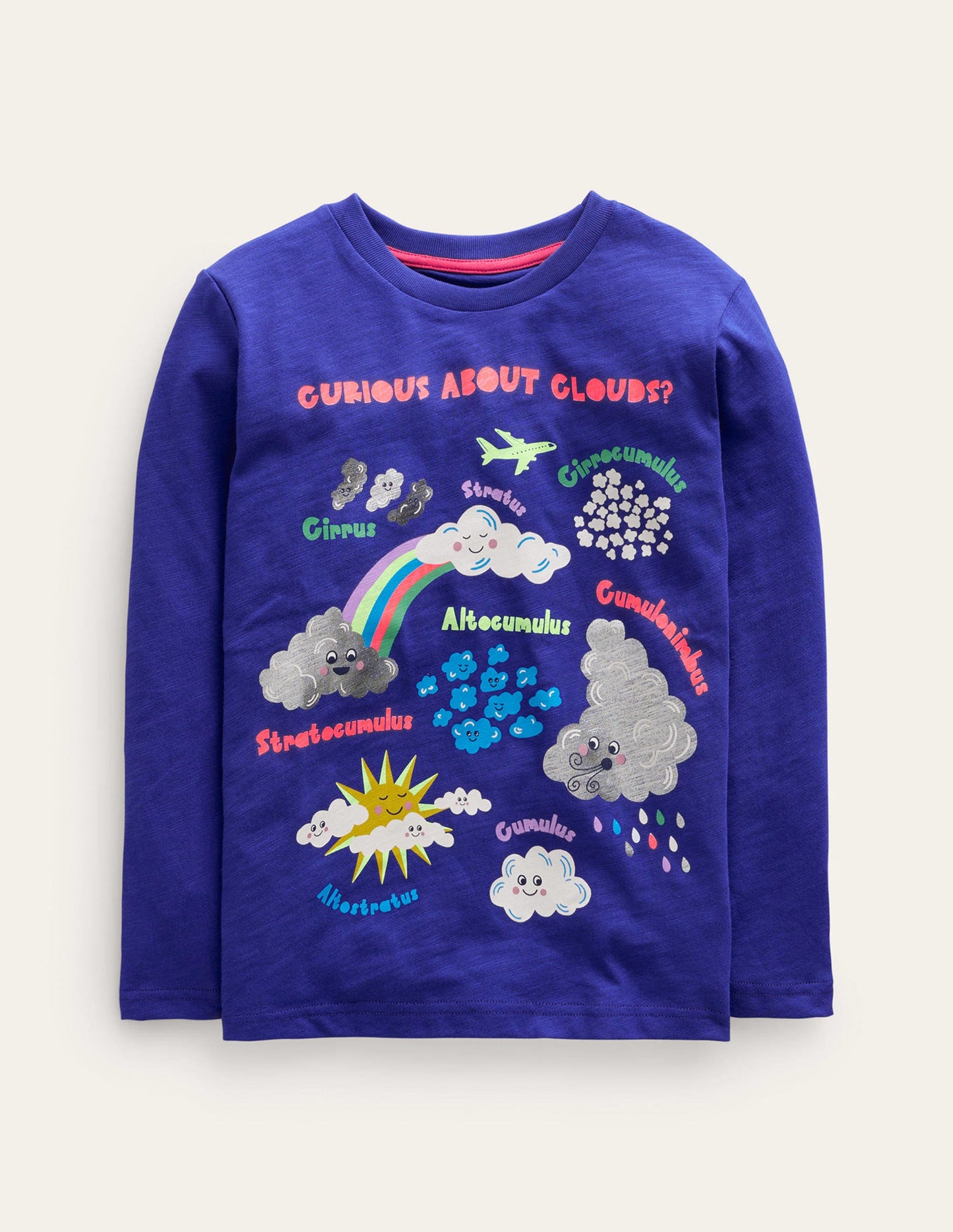 T-shirt à imprimé éducatif-Nuages bleu héron