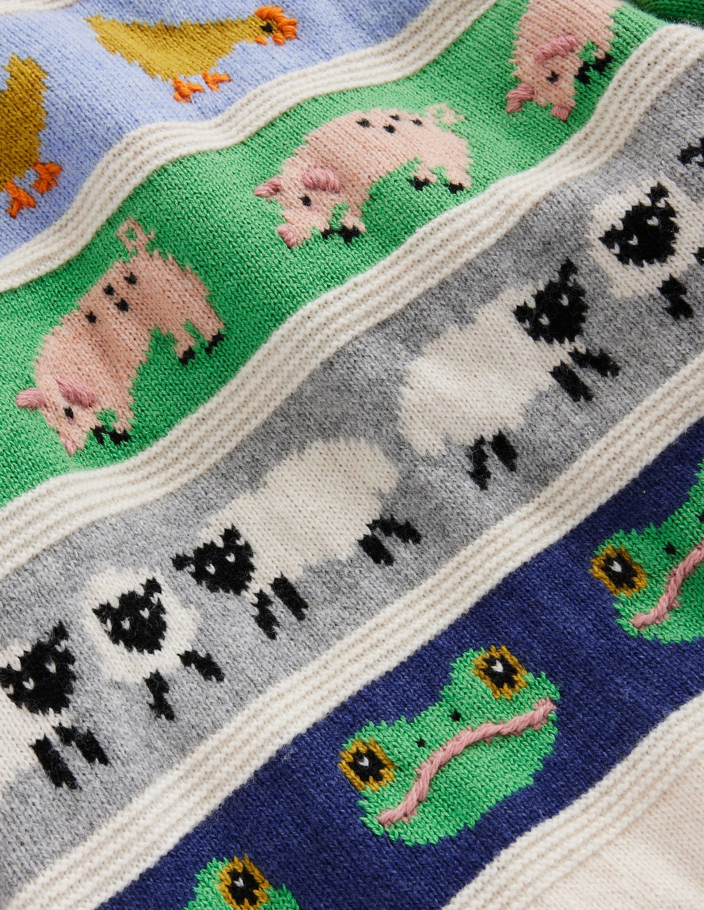 Durchgehender Fair-Isle-Pullover-Ostern Farmtiere