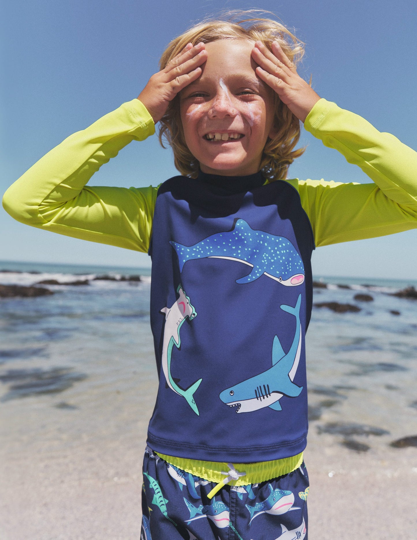 Rash Top mit Logo-Saphirblau Haie