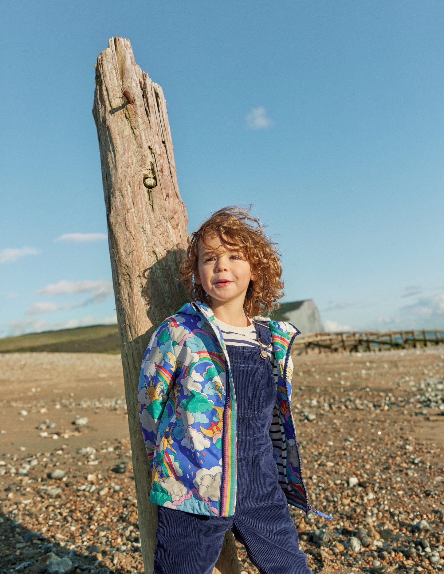 Anorak doublé de jersey-Motif Mega Weather bleu héron