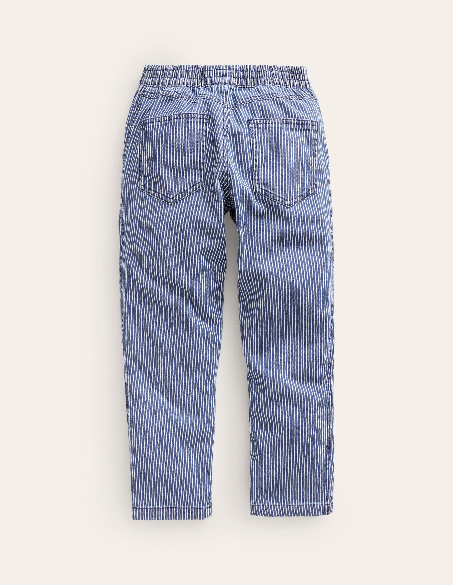 Ticking Pull On Trousers-Medieval Blue Ticking Stripe
