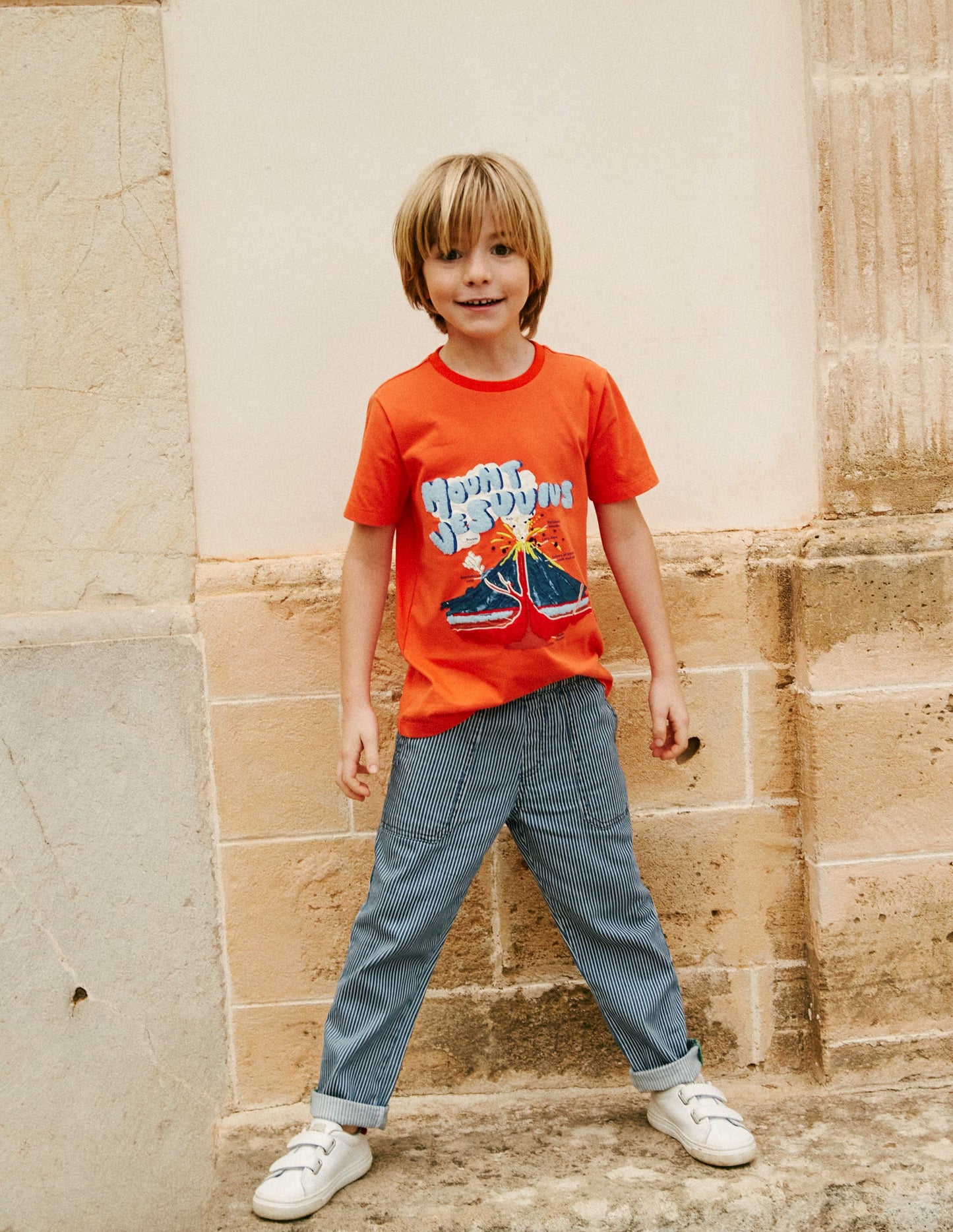 Ticking Pull On Trousers-Medieval Blue Ticking Stripe