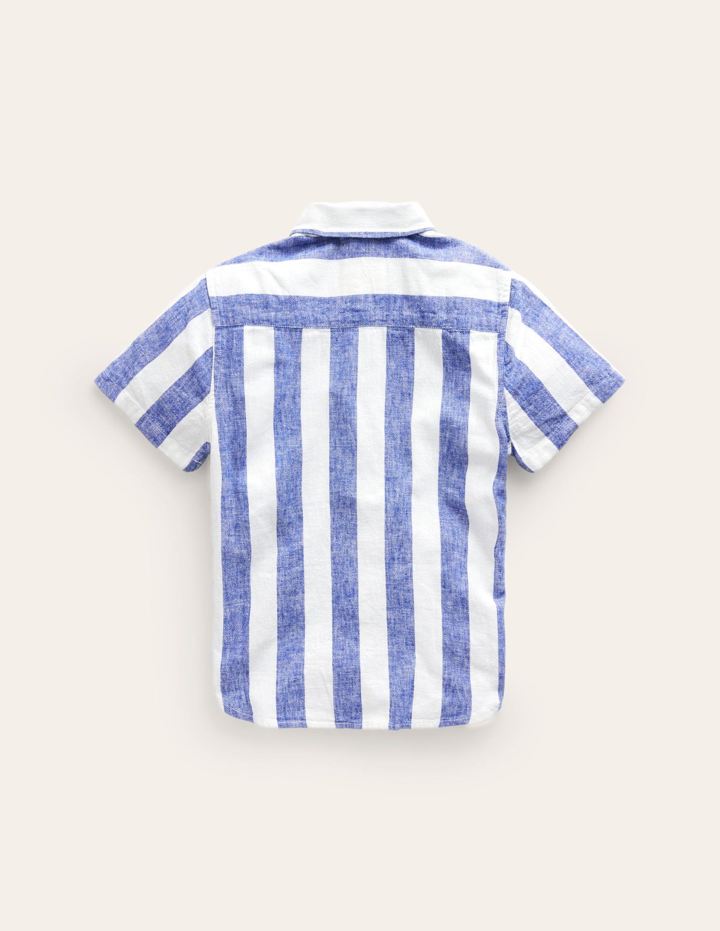 Chemise en coton et lin-Rayé bleu saphir/ivoire