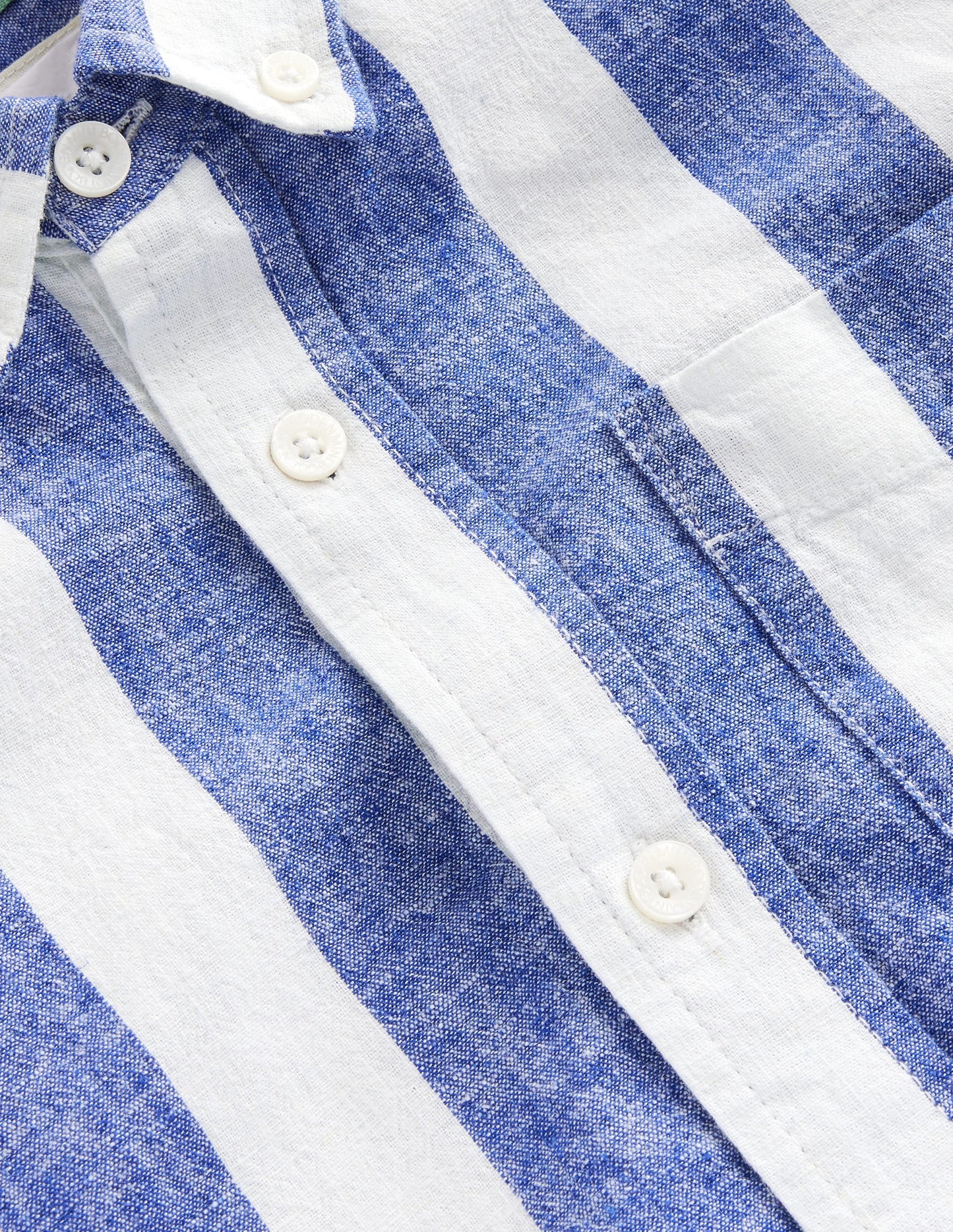 Chemise en coton et lin-Rayé bleu saphir/ivoire