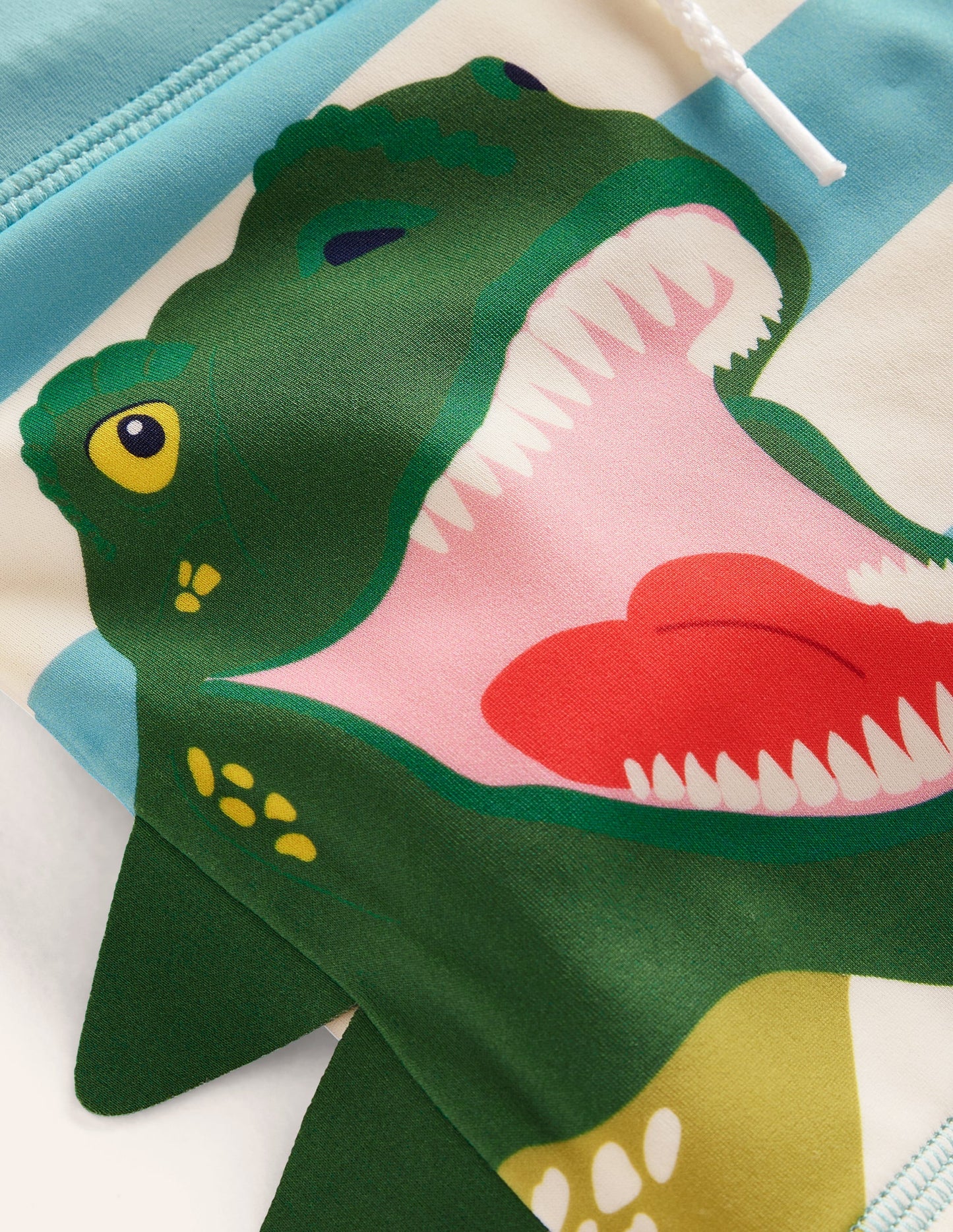 Badehose-Meeresblau/ Naturweiß Streifen Dino