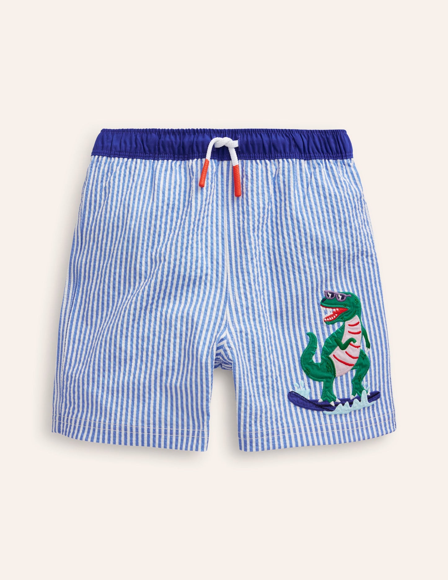 Badeshorts-Vintage-Blau Seersucker