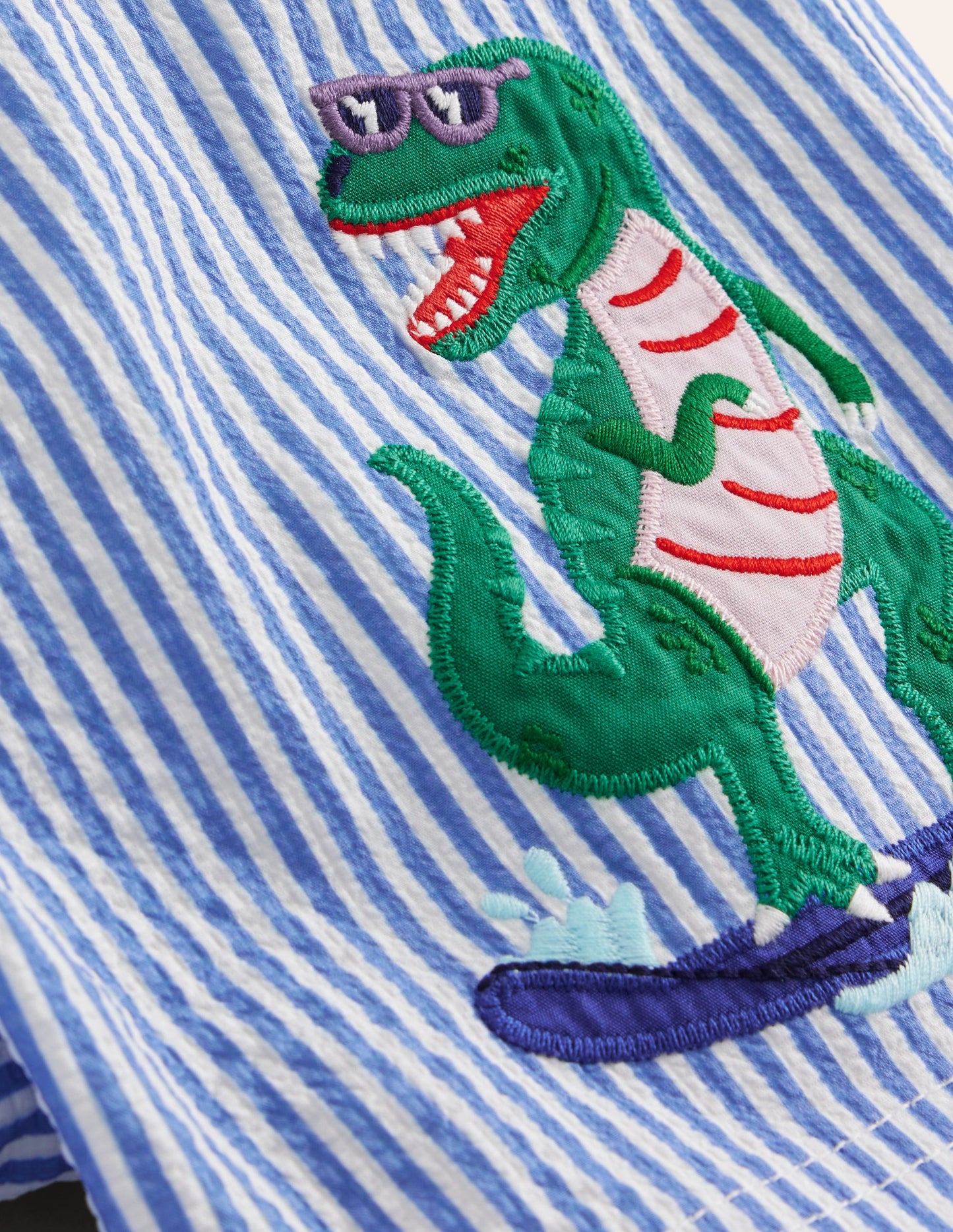 Badeshorts-Vintage-Blau Seersucker