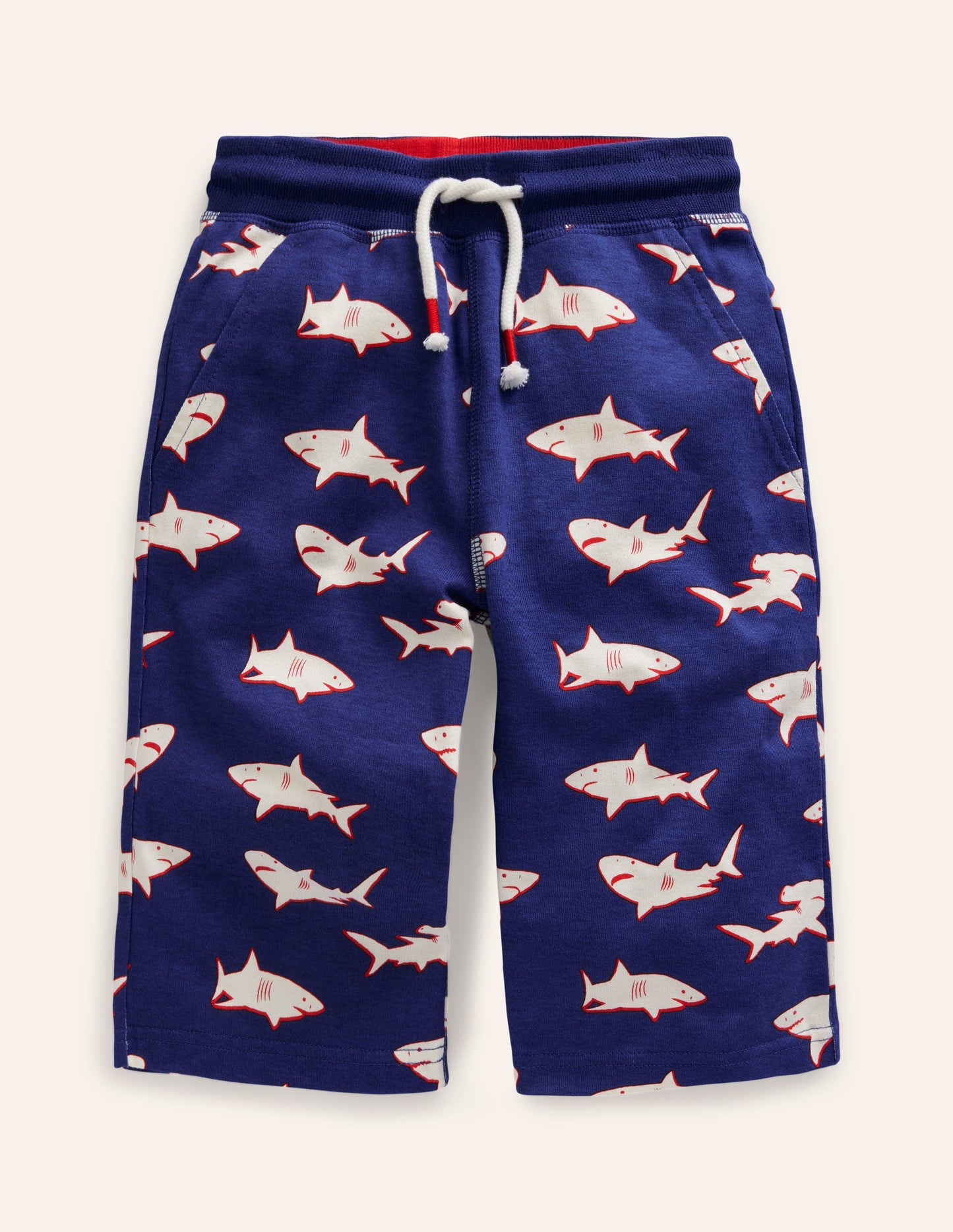 Short baggy en jersey-Requins bleu saphir