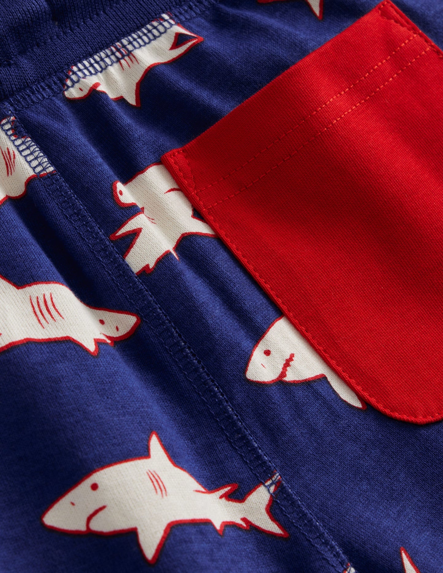Short baggy en jersey-Requins bleu saphir