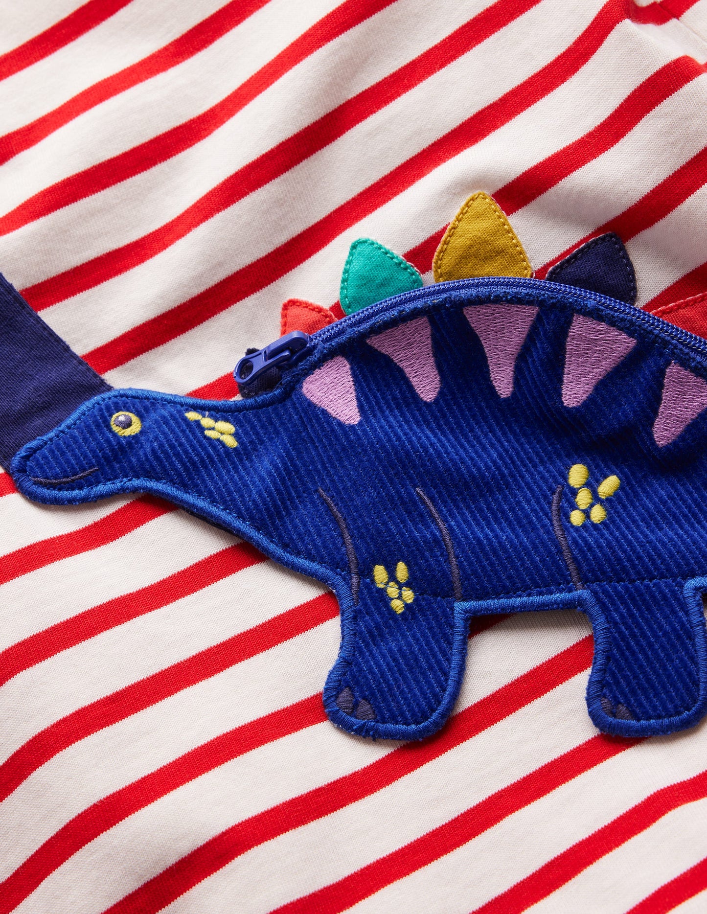 T-Shirt mit originellem Taschenaufdruck-Mohnblumenrot Dino