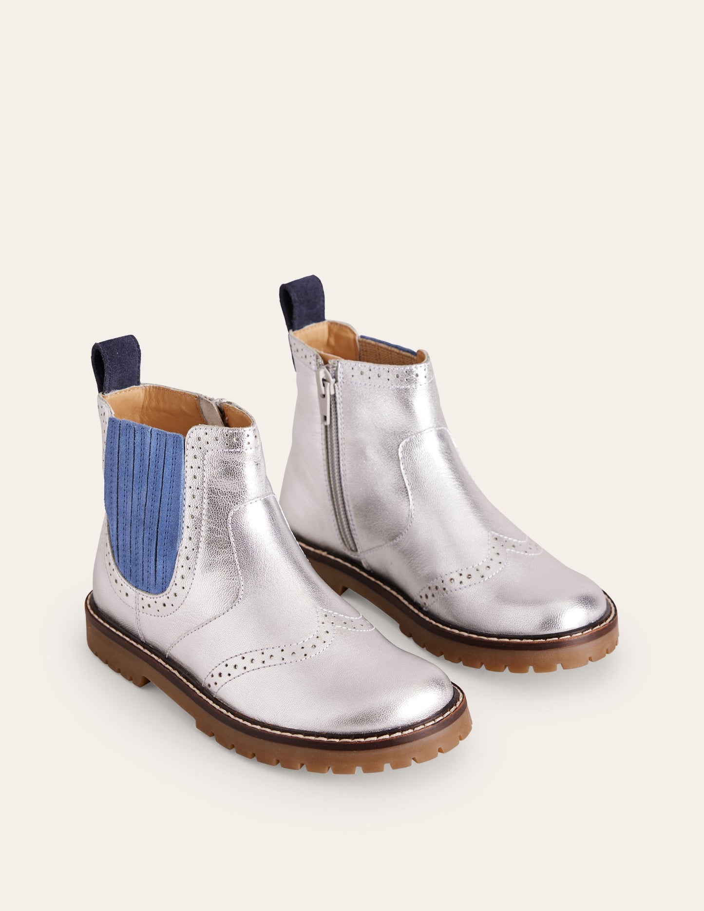 Bottines Chelsea en cuir-Argenté