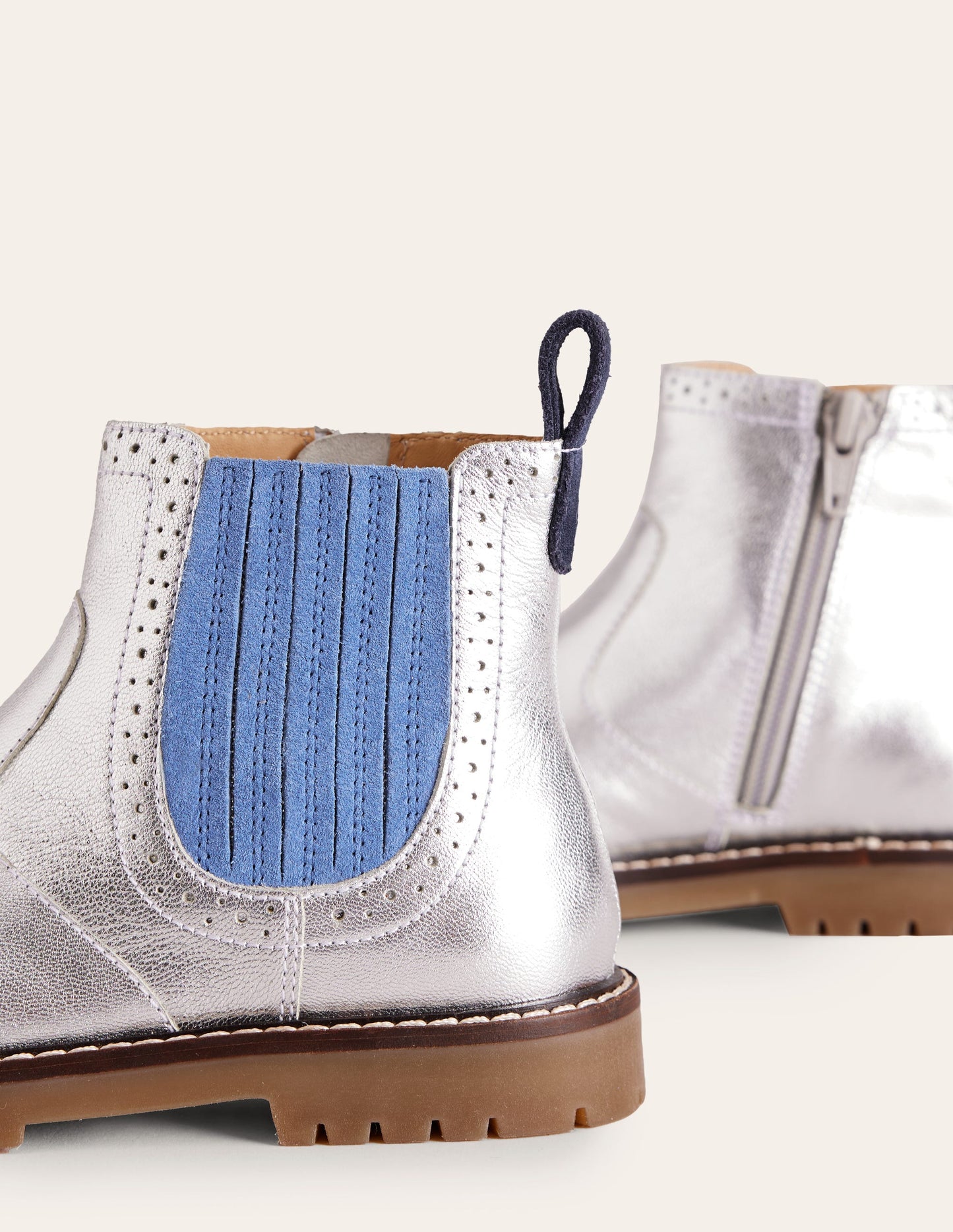 Bottines Chelsea en cuir-Argenté