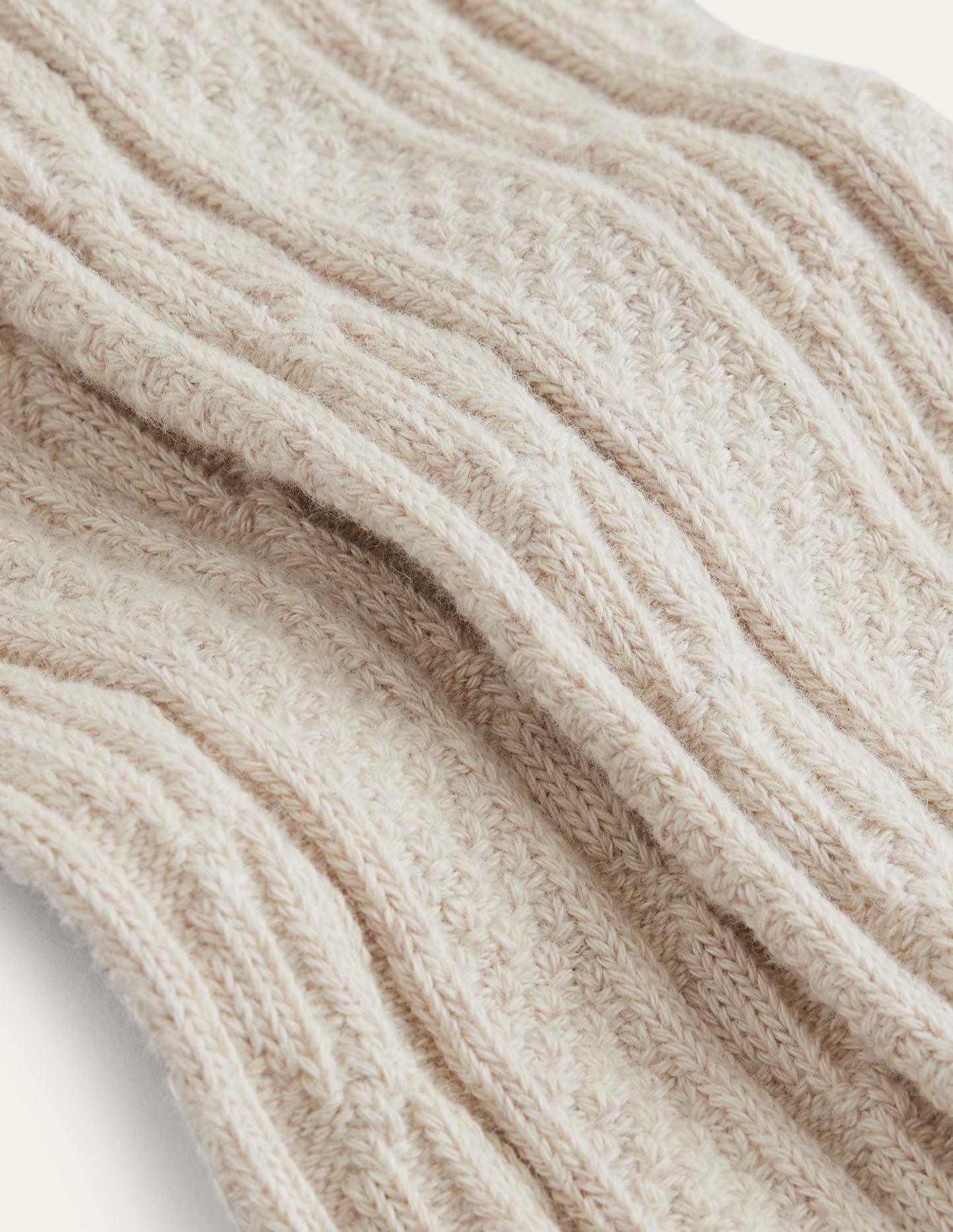 Fußlose Strumpfhose mit Zopfmuster-Beige Meliert