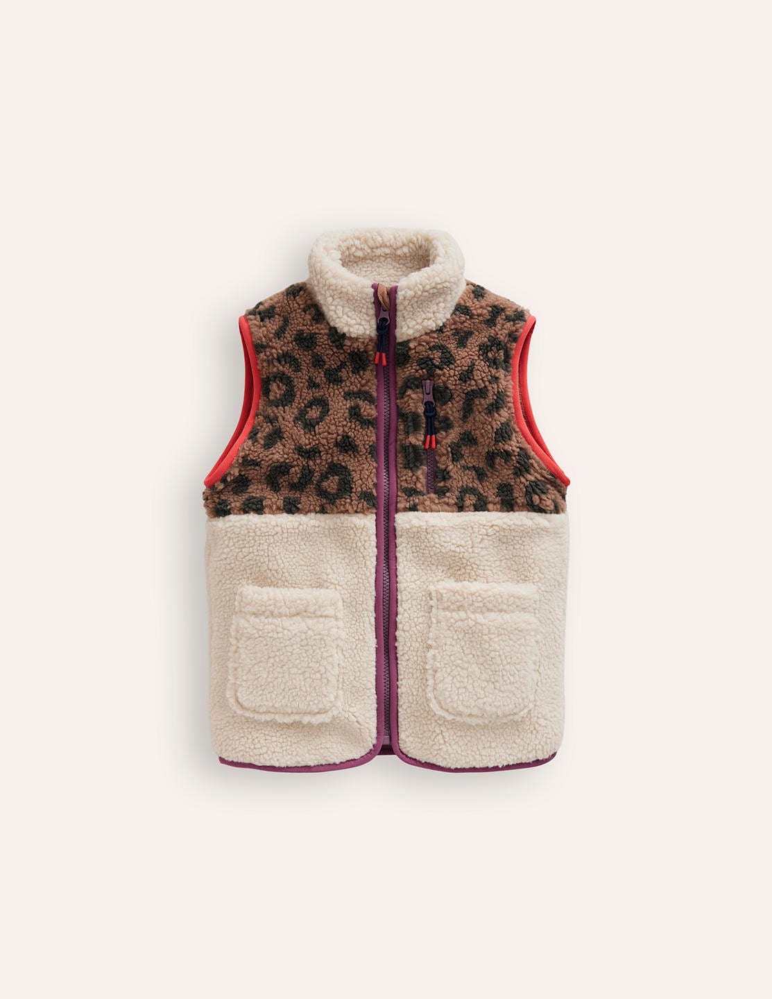 2-in-1-Teddyfell-Jacke-Leopard/Asternlila