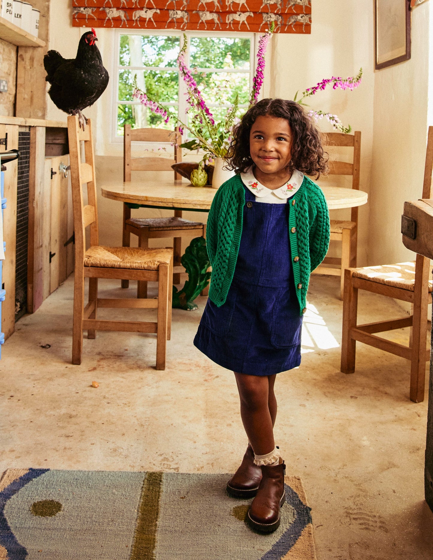 Strickjacke mit Zopfmuster-Dunkelgrün