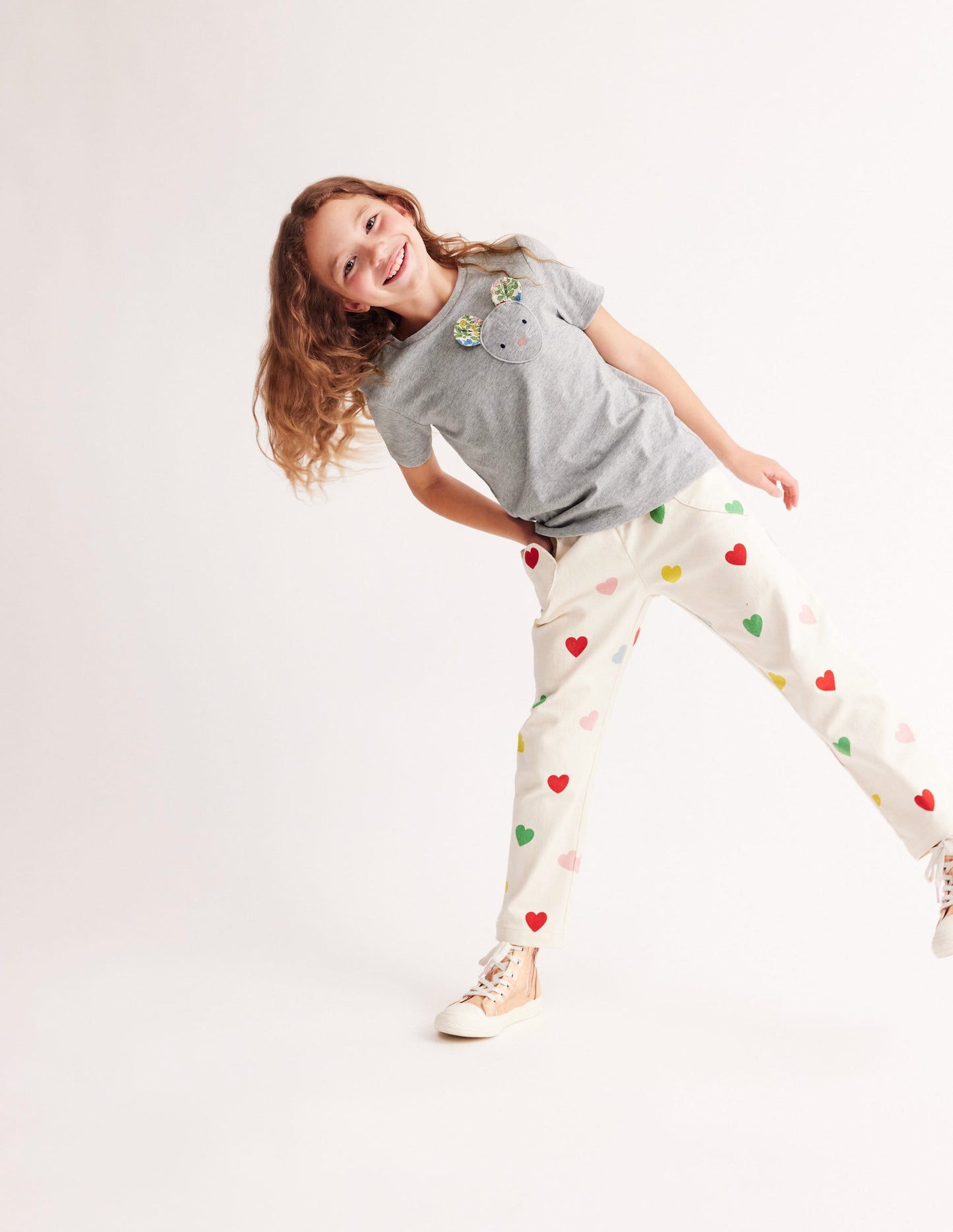 Pantalon à enfiler avec poches cœurs-Cœur confetti multi