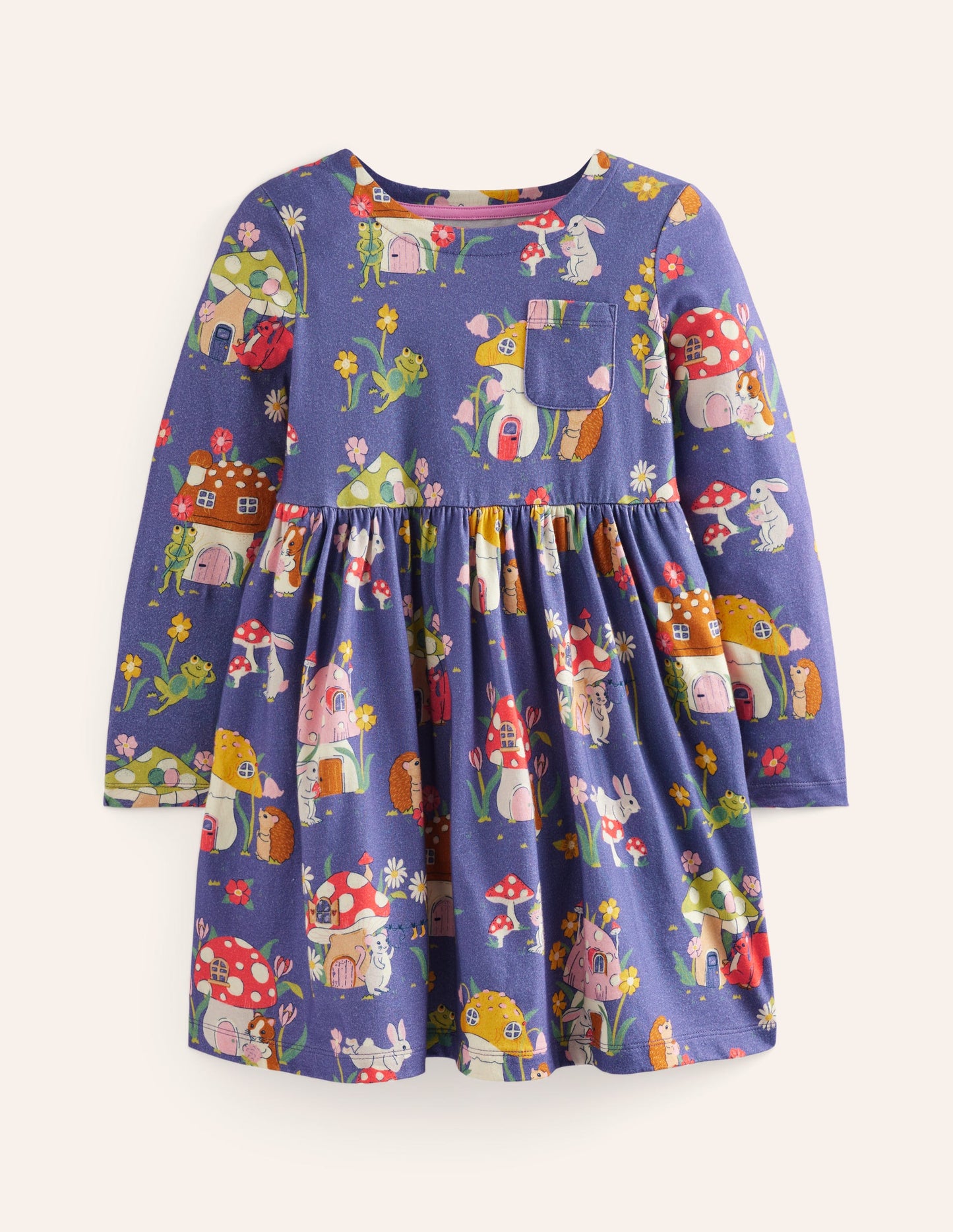 Robe fun à manches longues en jersey-Village de champignons tribord