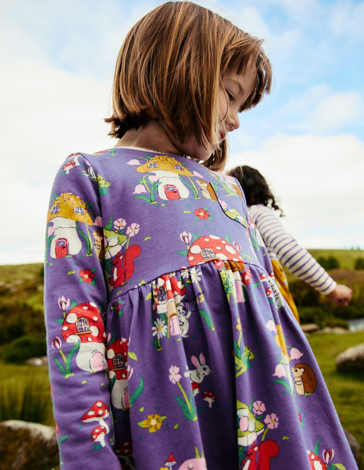 Robe fun à manches longues en jersey-Village de champignons tribord