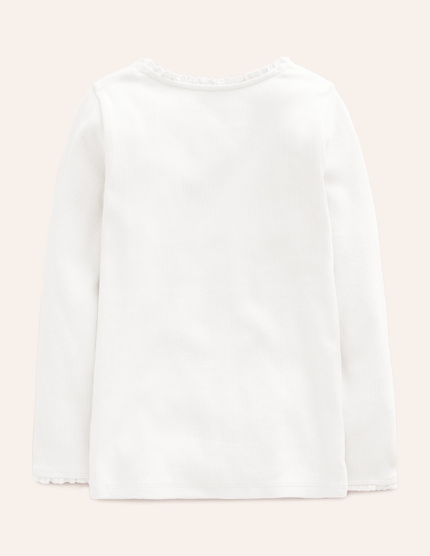 Geripptes Langarmshirt-Weiß