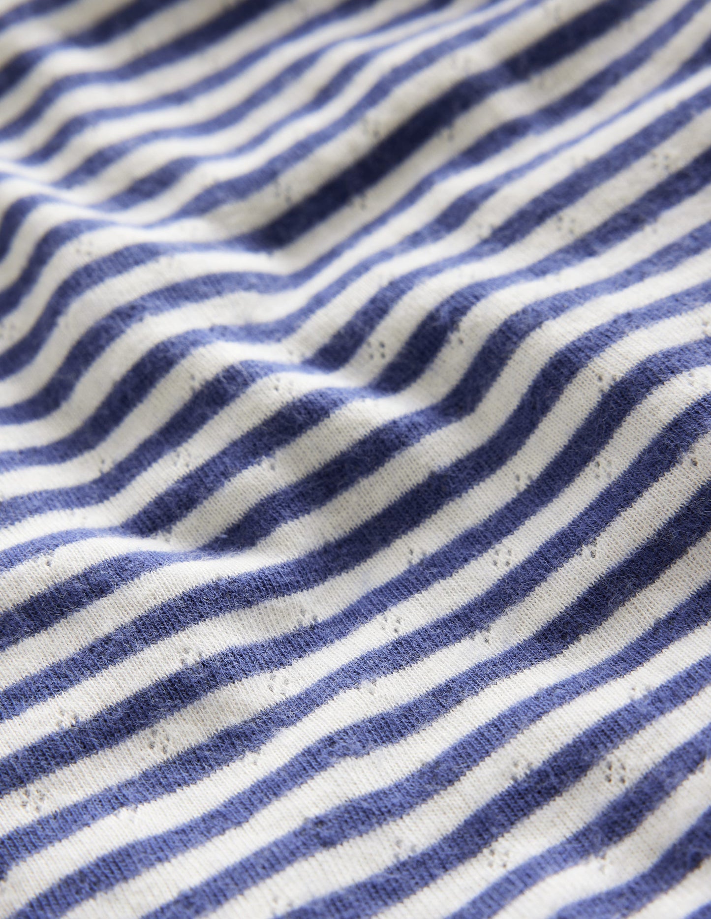 Langärmeliges Oberteil mit Pointelle-Muster-Steuerbordblau/Sanftes Naturweiß