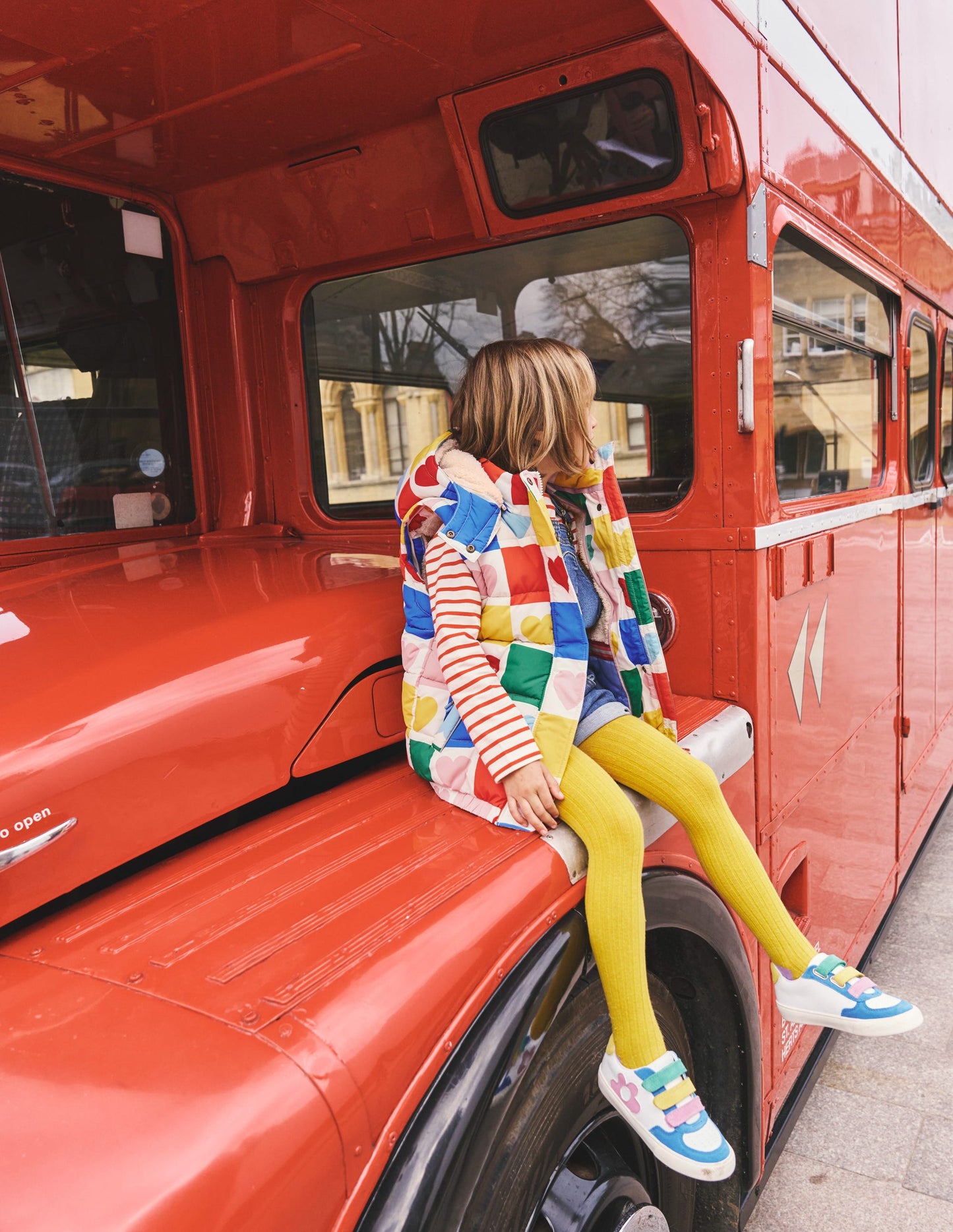 Wattierter 2-in-1-Mantel-Bunt Schachbrettmuster Herzen