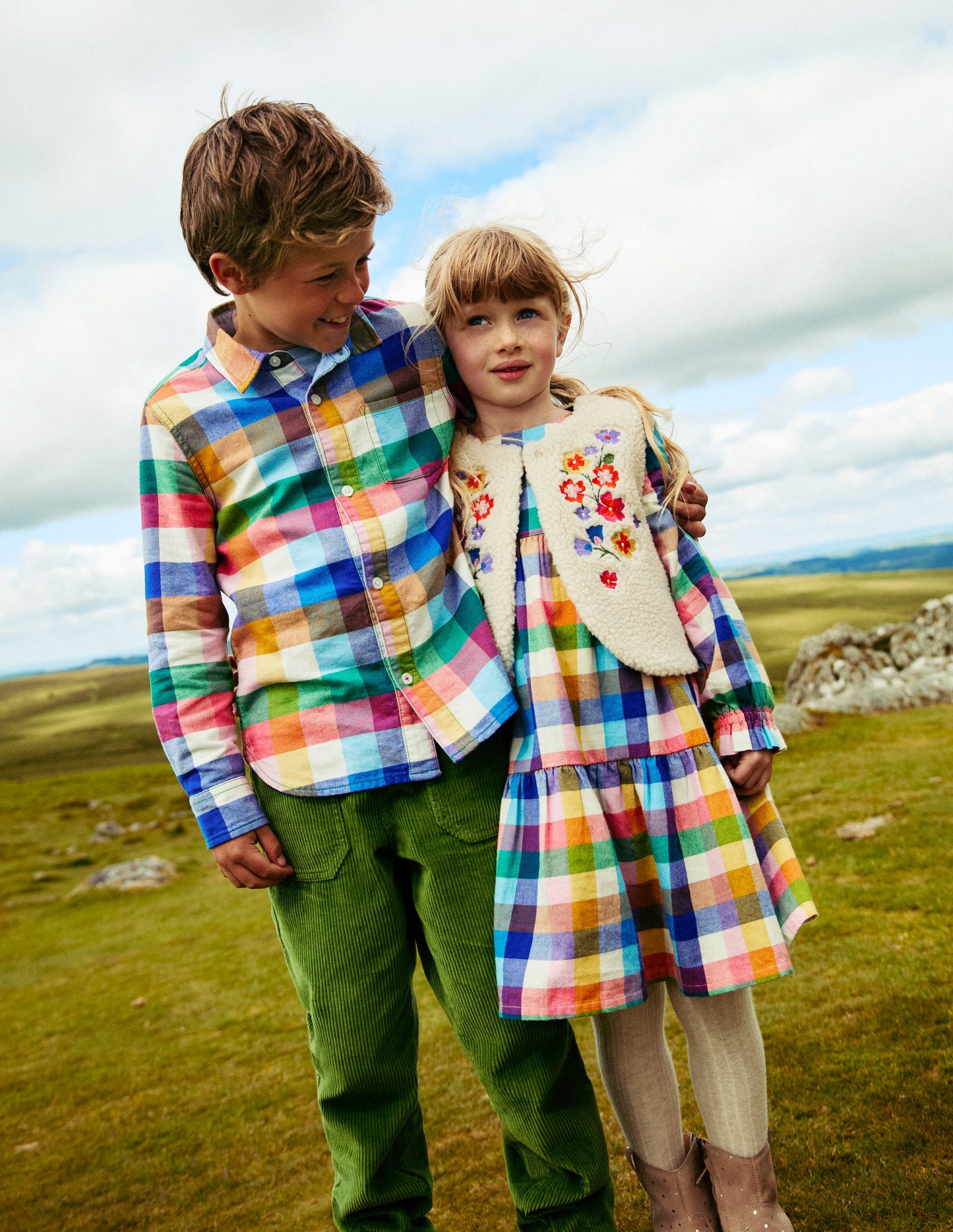 Robe virevoltante Betsy à volants-Vichy multi