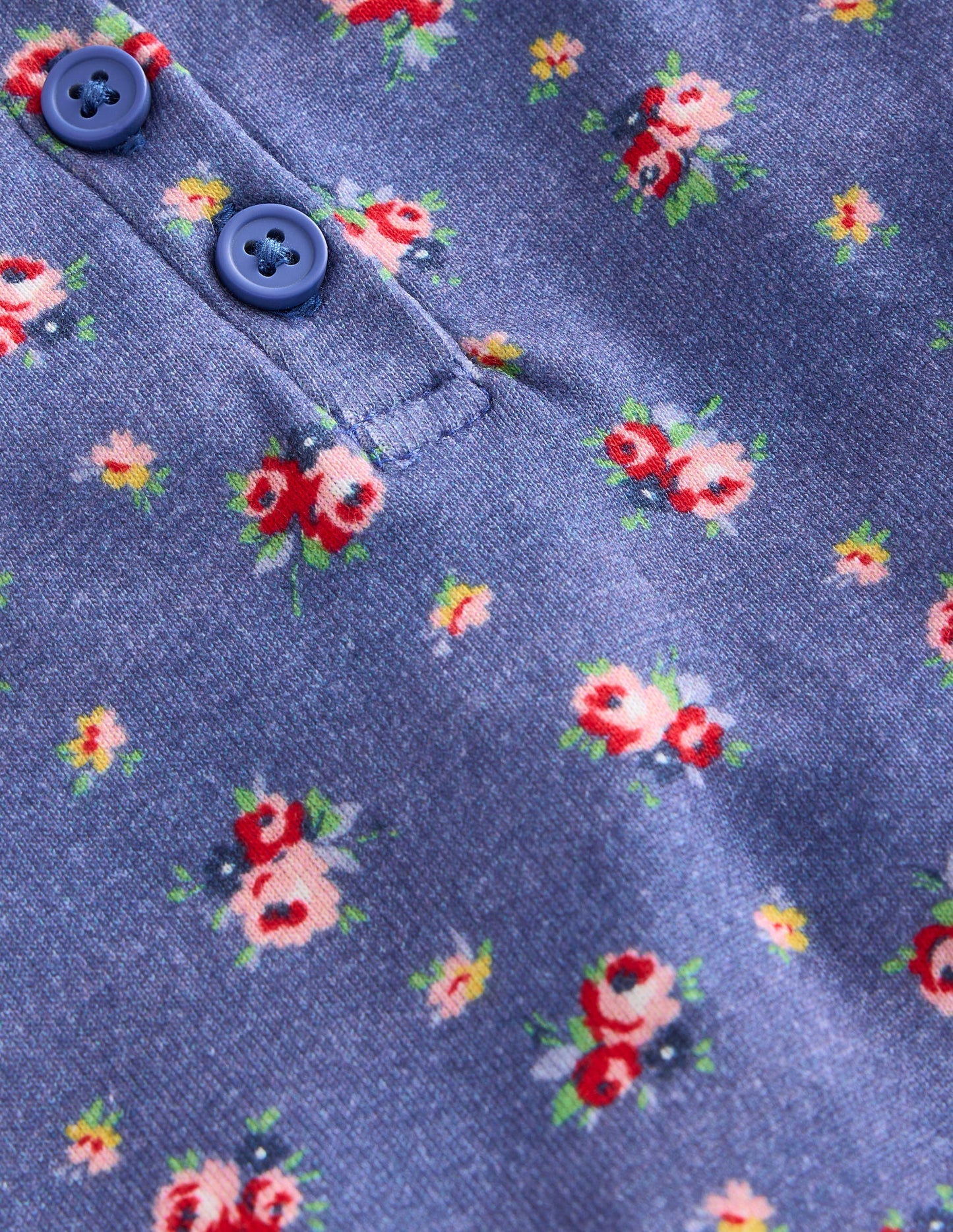 Pyjama à col tunisien douillet-Bouquet geai bleu