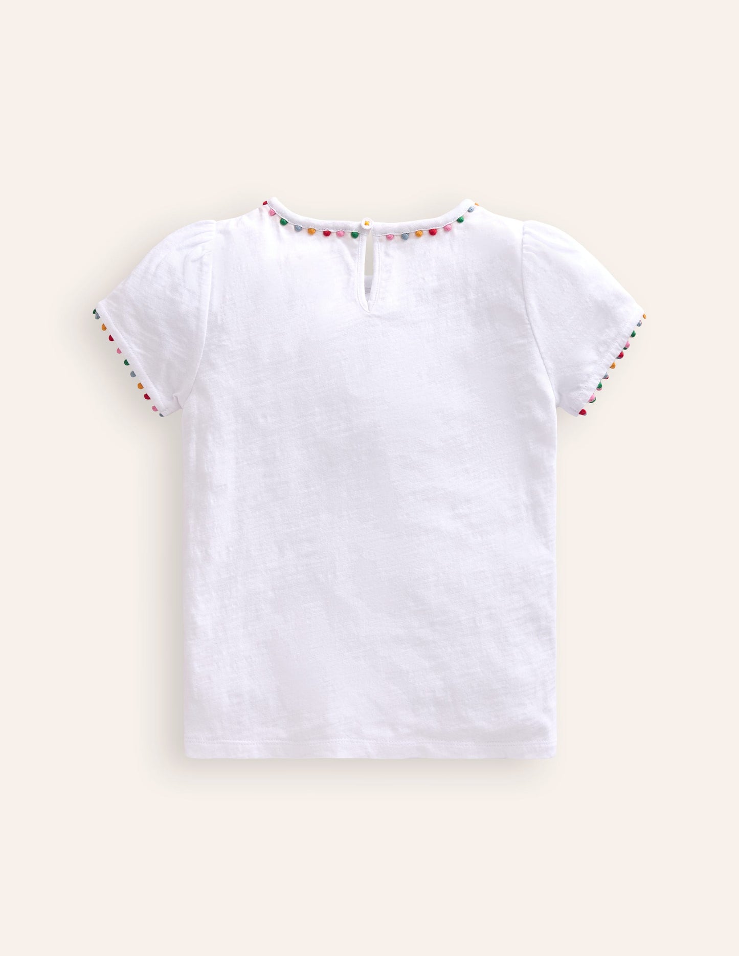 Ali T-Shirt mit Puffärmeln und Bommeln-Weiß