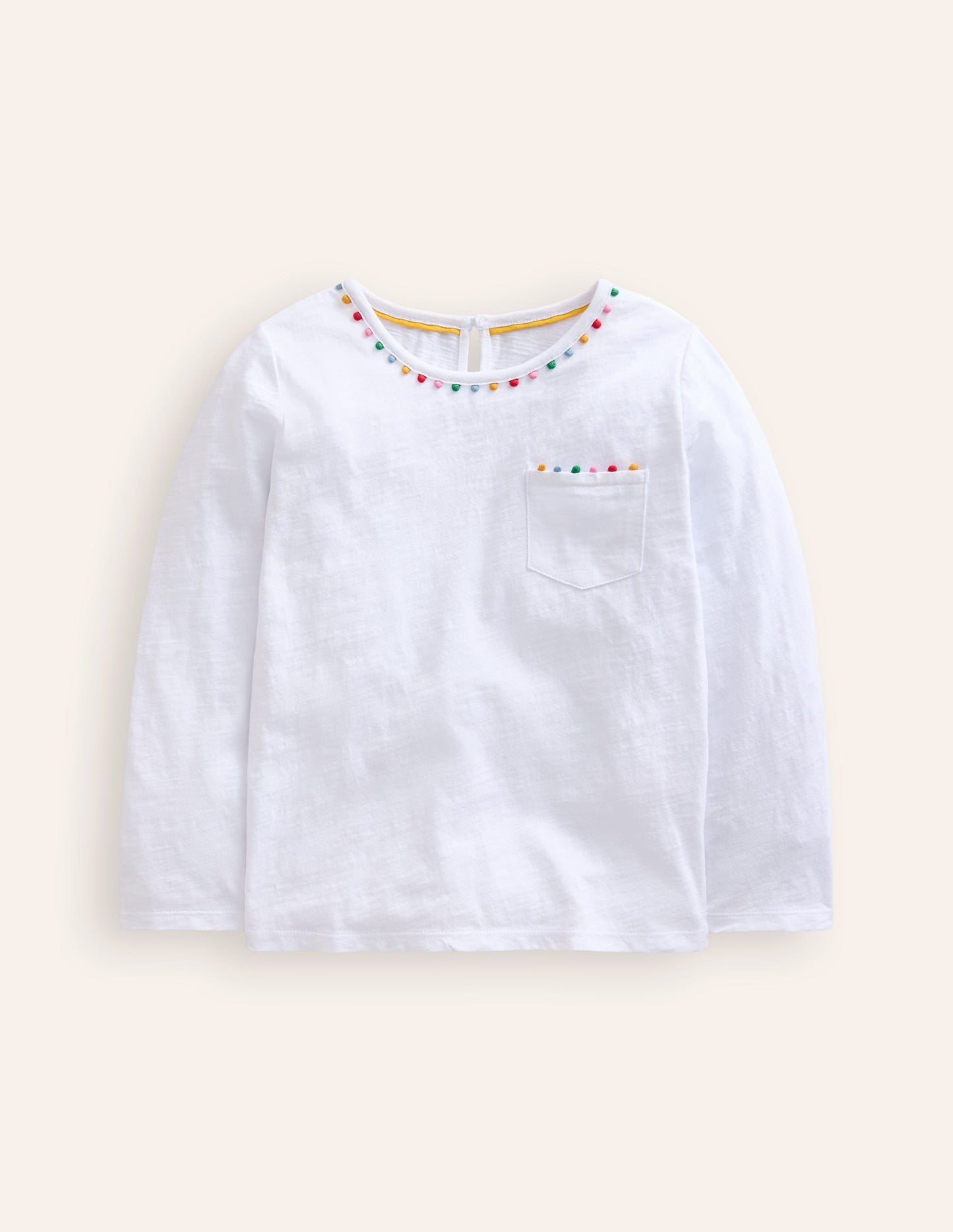 Ali Langärmeliges T-Shirt mit Bommeln-Weiß