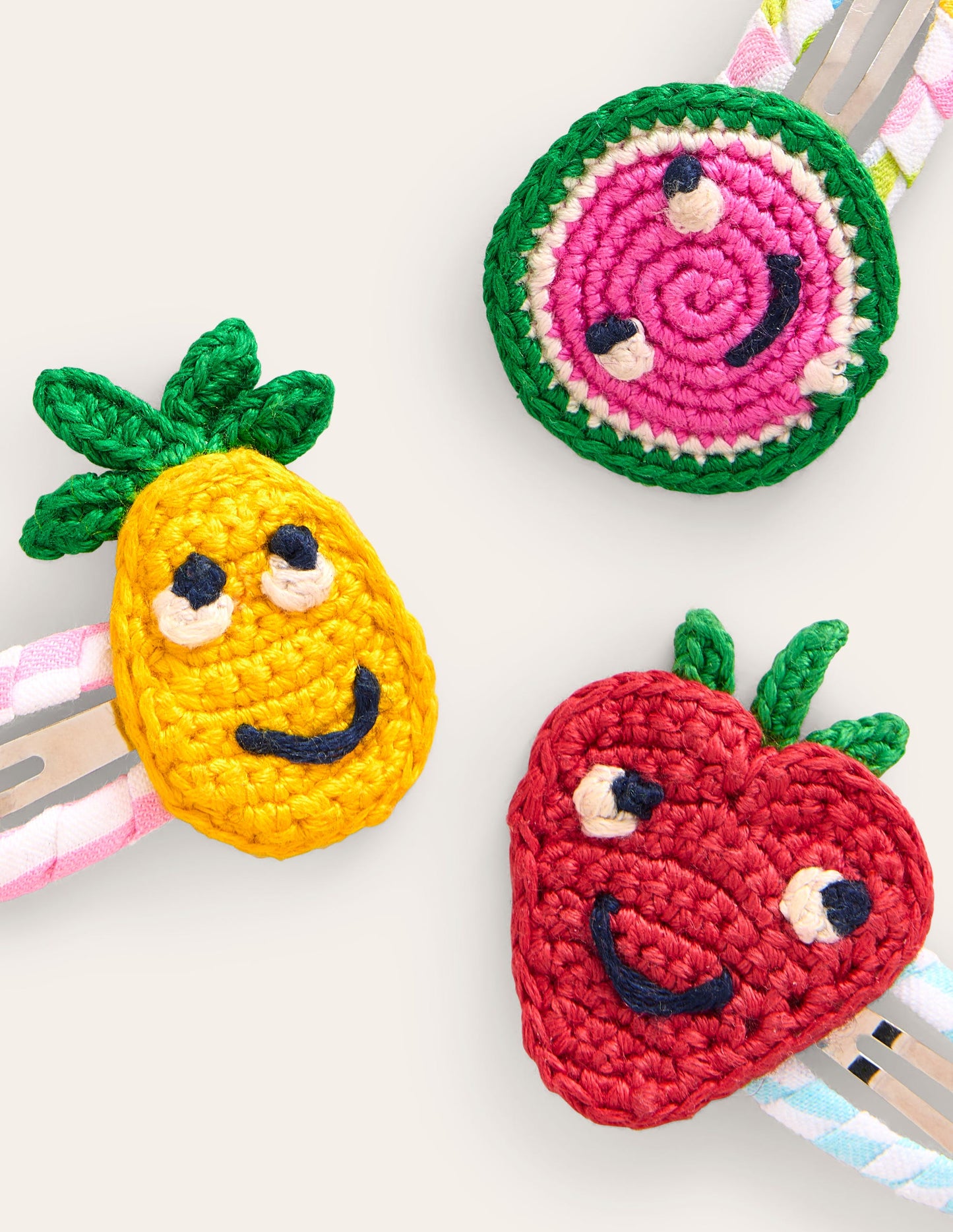 3 barrettes à cheveux-Fruit crochet rayé multi