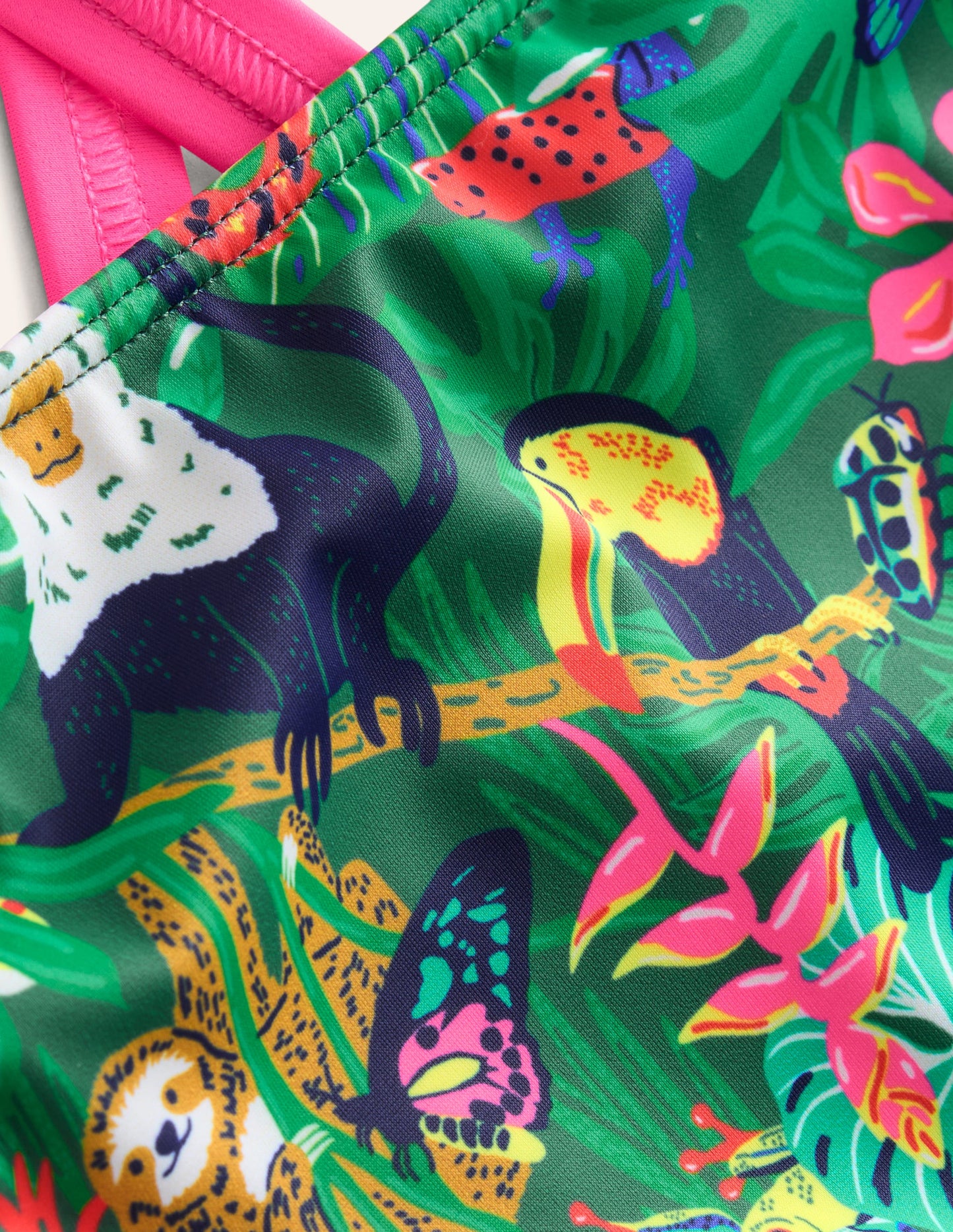 Maillot de bain imprimé croisé dans le dos-Forêt tropicale vert épicéa