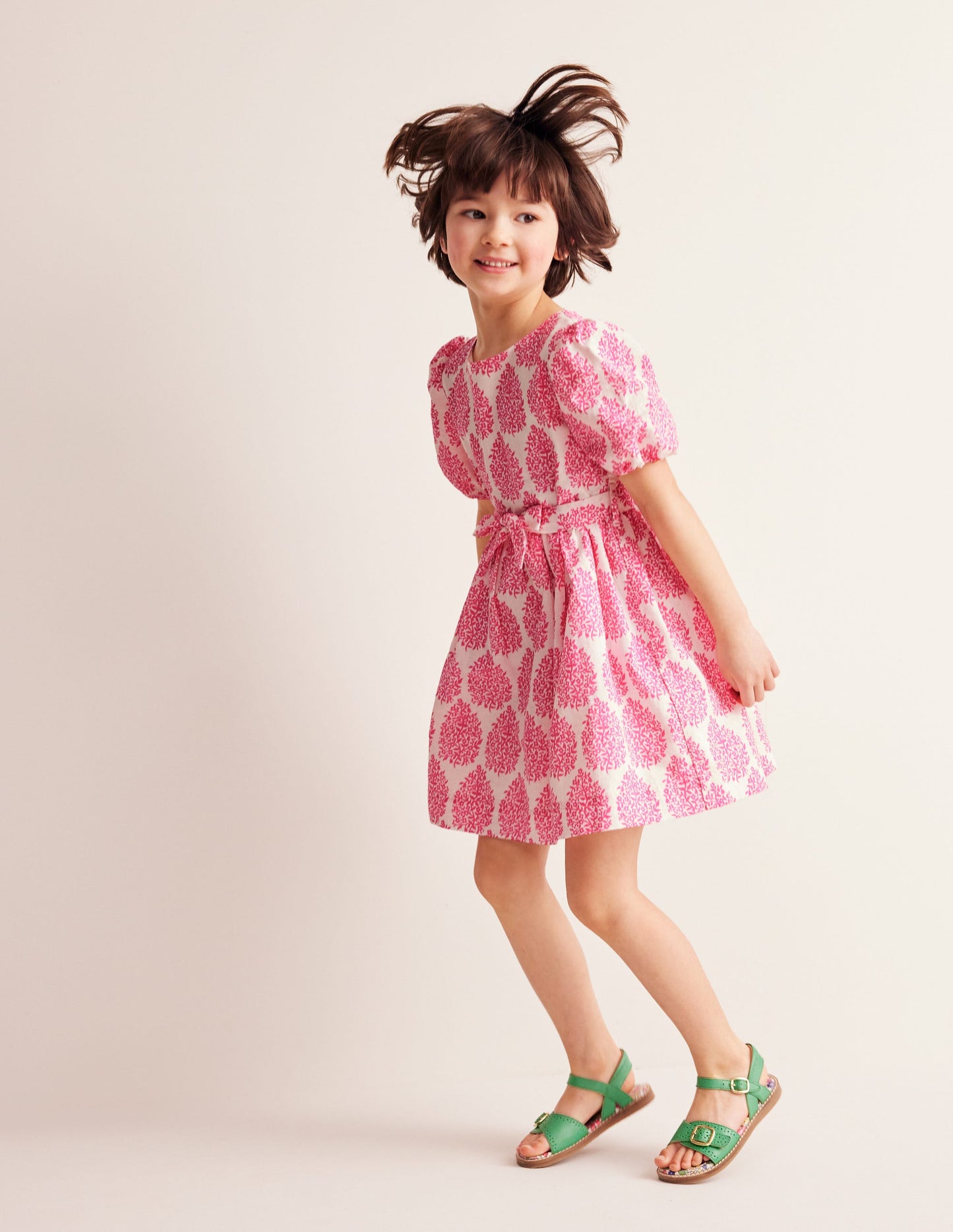 Cotton Linen Vintage Dress-Pink Floret Paisley