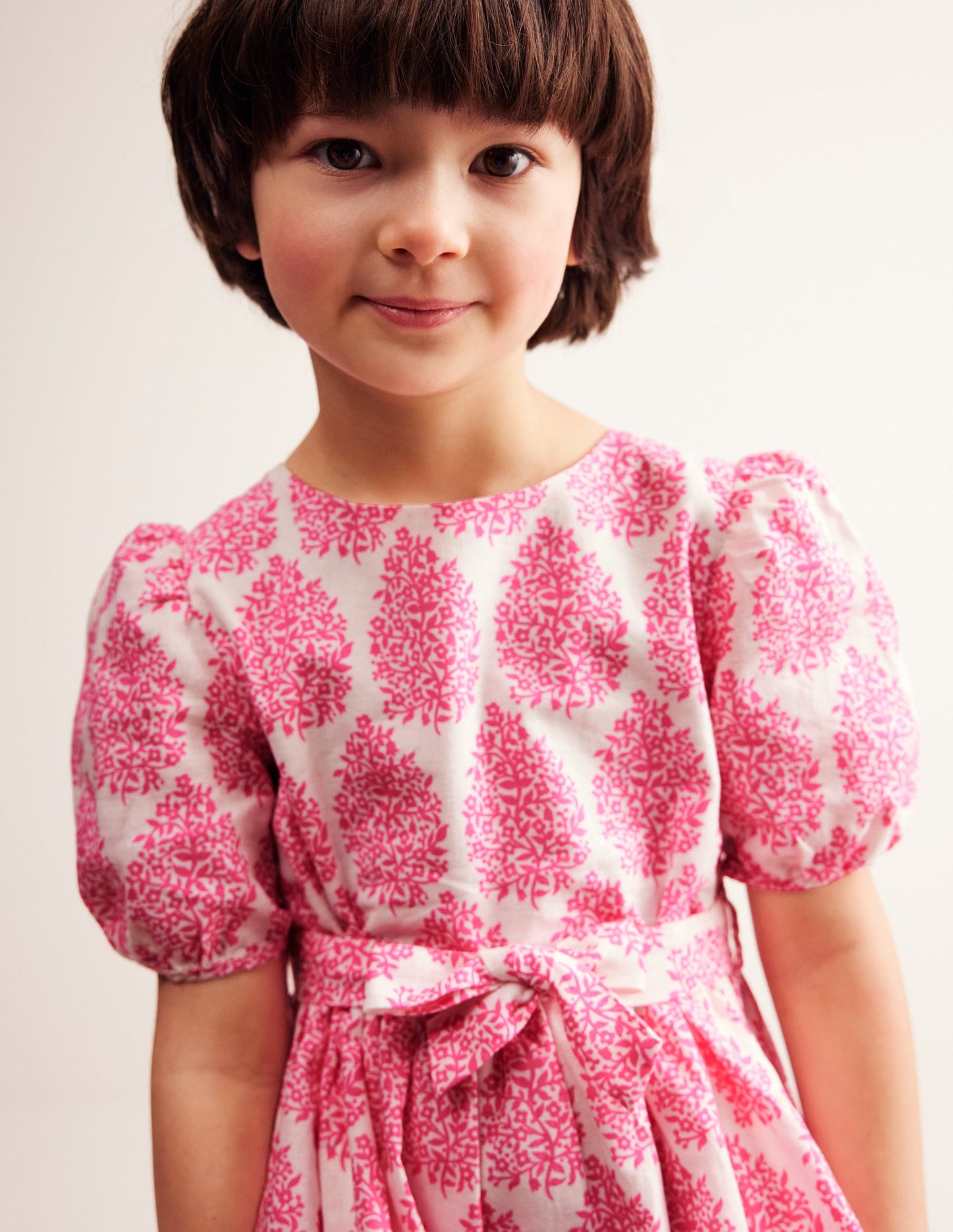Cotton Linen Vintage Dress-Pink Floret Paisley