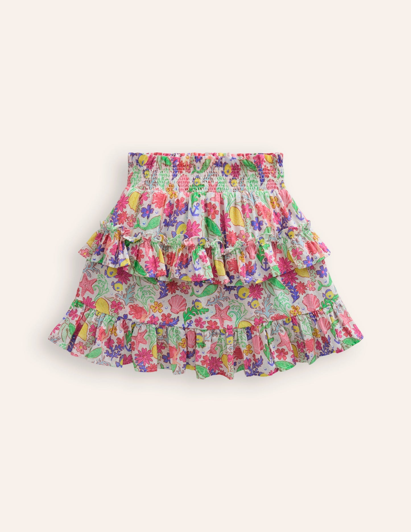 Jupe-short volantée à imprimé-Motif sirène multi