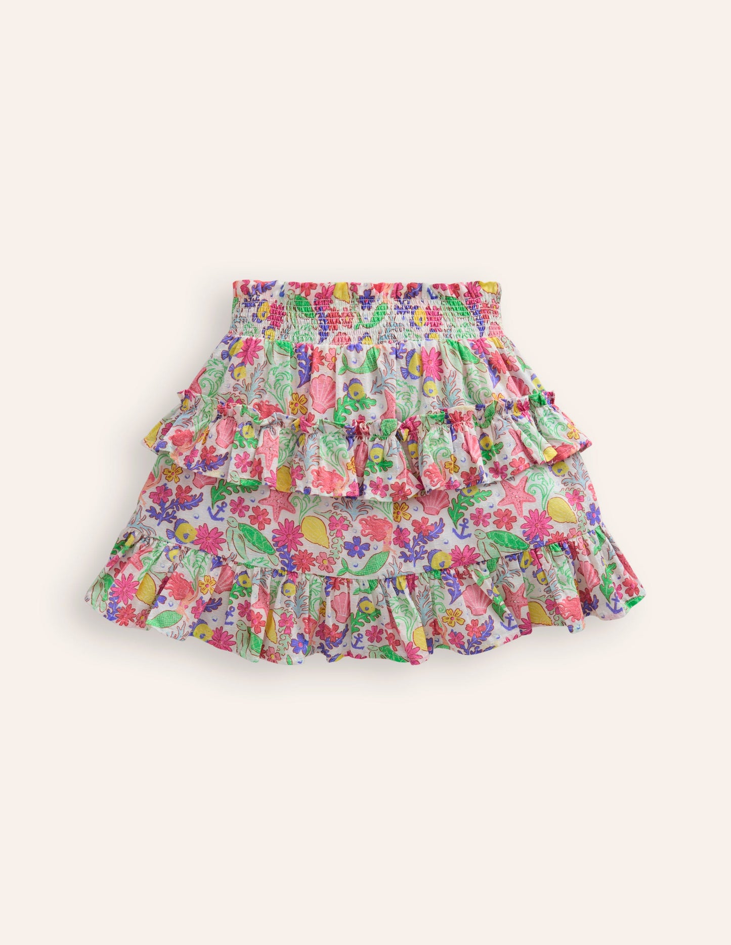 Jupe-short volantée à imprimé-Motif sirène multi