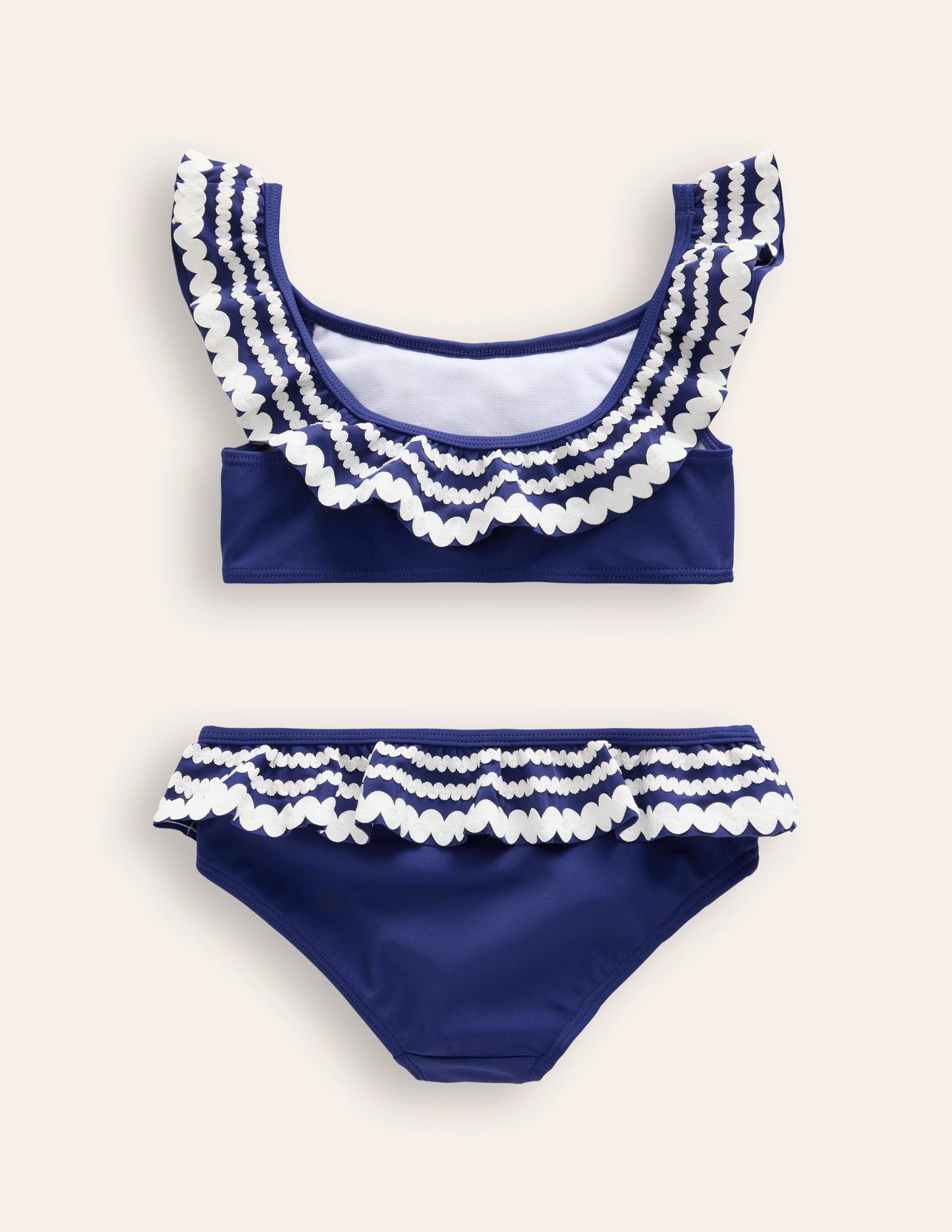 Bikini mit Zackenlitze und Rüschen-Saphirblau