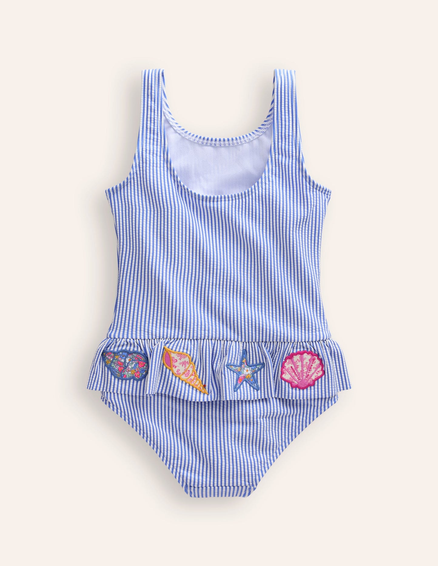 Badeanzug mit Schößchen-Vintage Blau