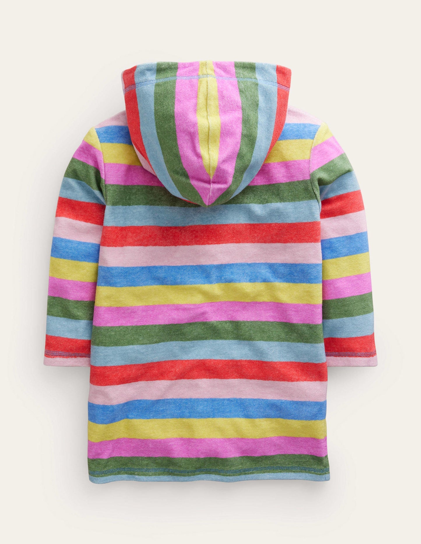 Frottee-Badeponcho-Ackerbohnengrün/Pink, Gestreift