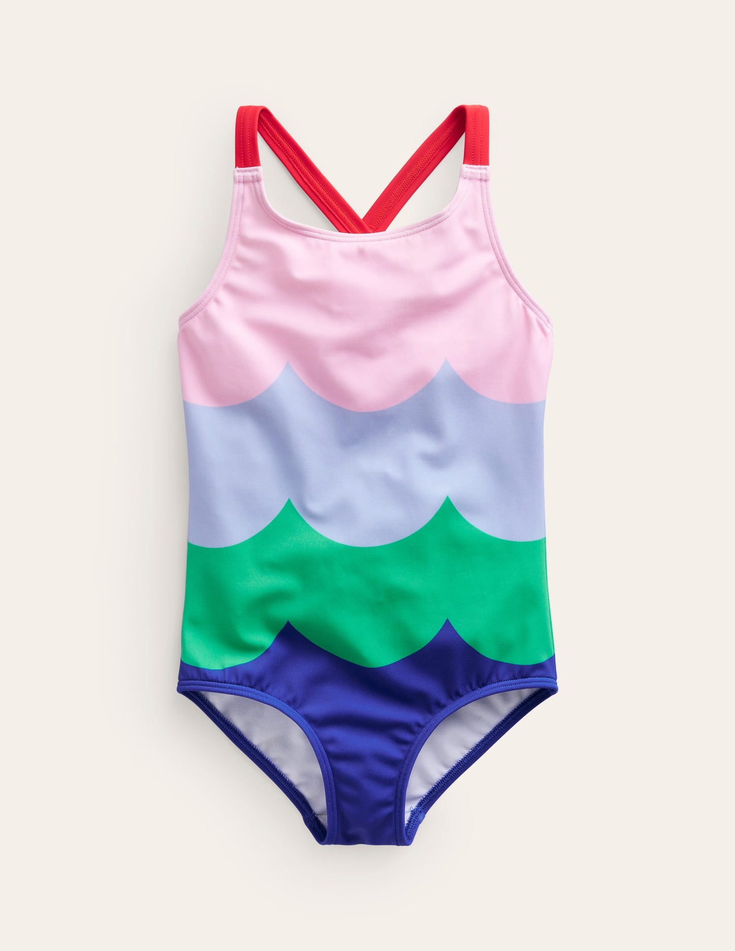 Maillot de bain imprimé croisé dans le dos-Bunt Wellen Streifen