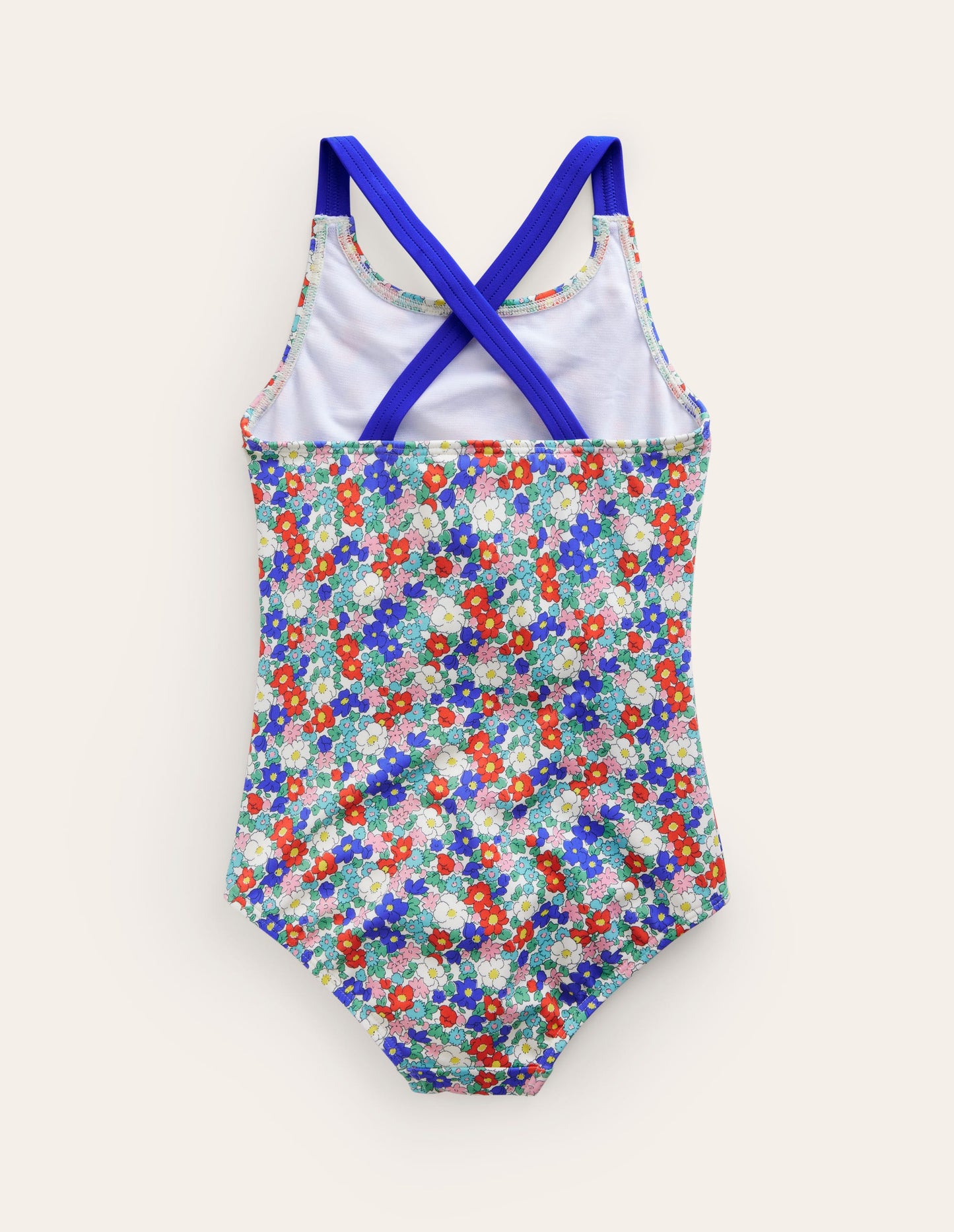 Maillot de bain imprimé croisé dans le dos-Motif floral nautique