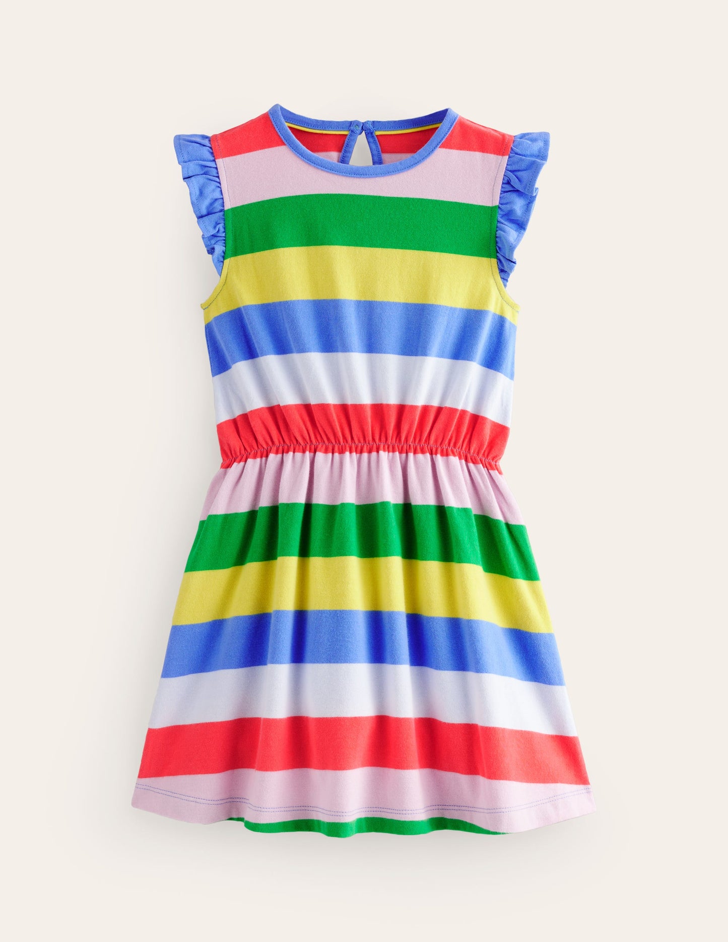 Robe en jersey à manches volantées-Rayé multi