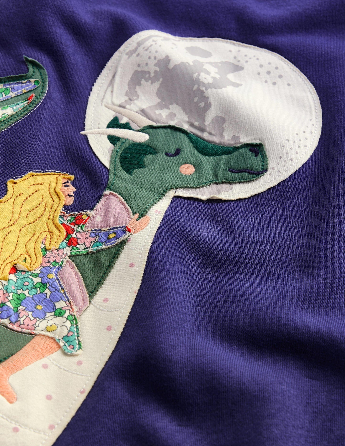 Robe-sweat cosy à appliqué-Dragons bleu marine