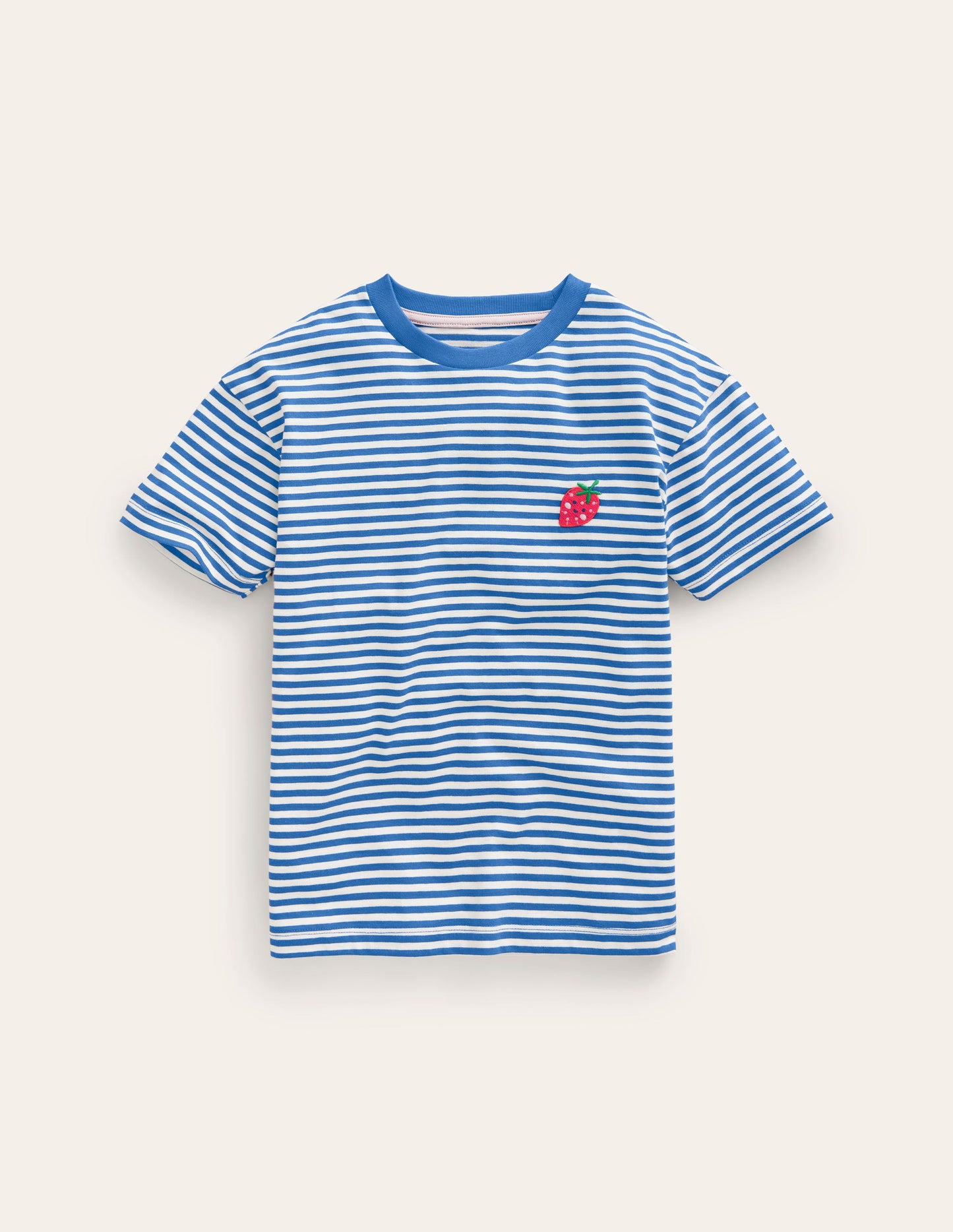 T-shirt à logo brodé-Fraise bleu héron/ivoire